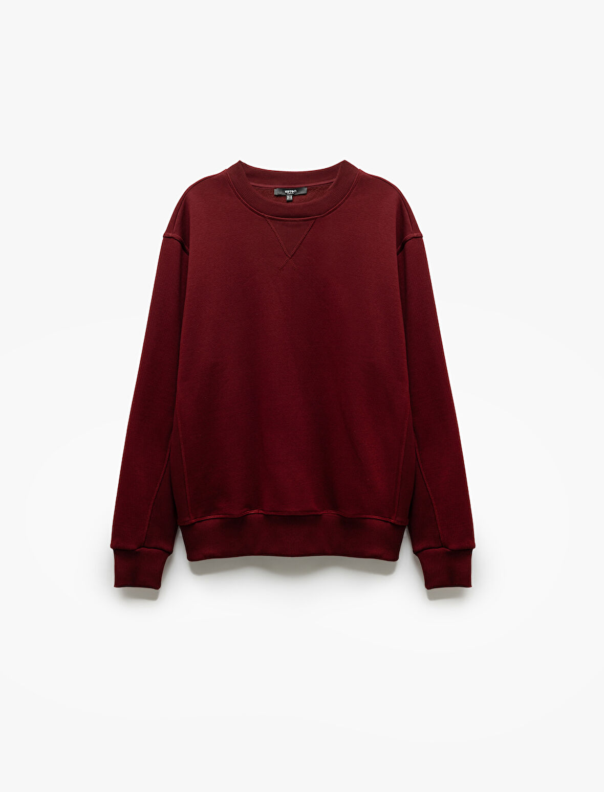 Bisiklet Yaka Dikiş Detaylı Şardonlu Pamuk Karışımlı Basic Sweatshirt
