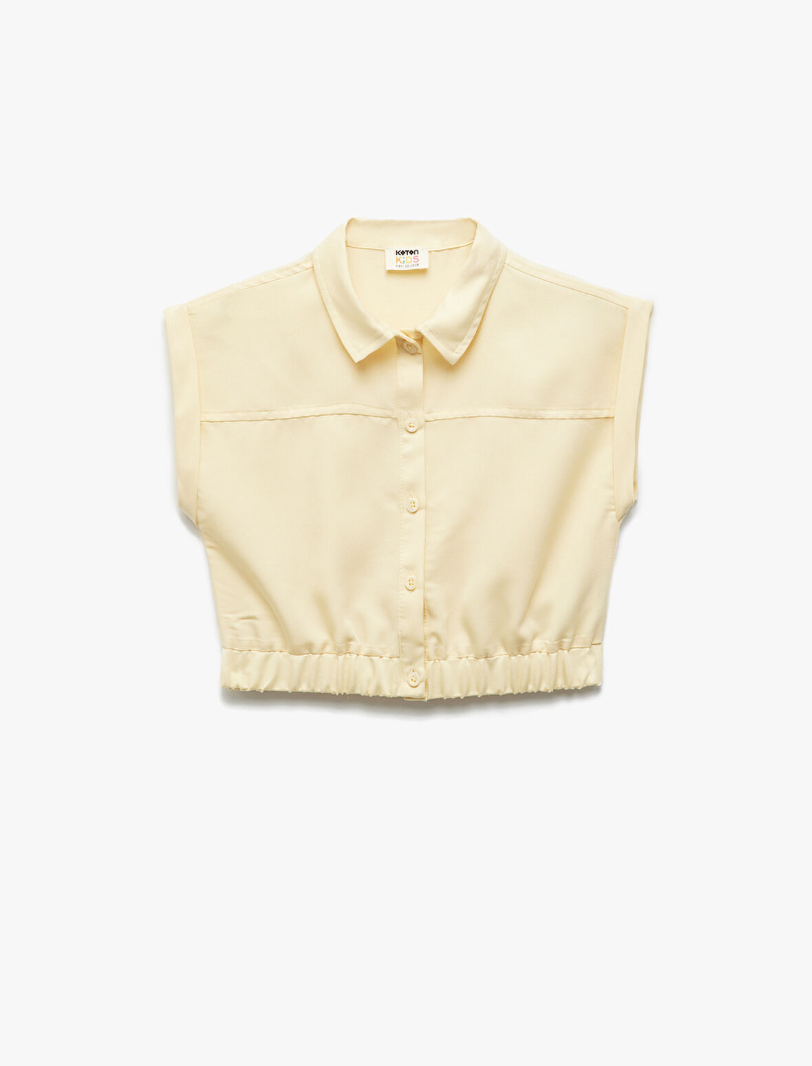 Beli Lastikli Modal Karışımlı Kolsuz Crop Gömlek