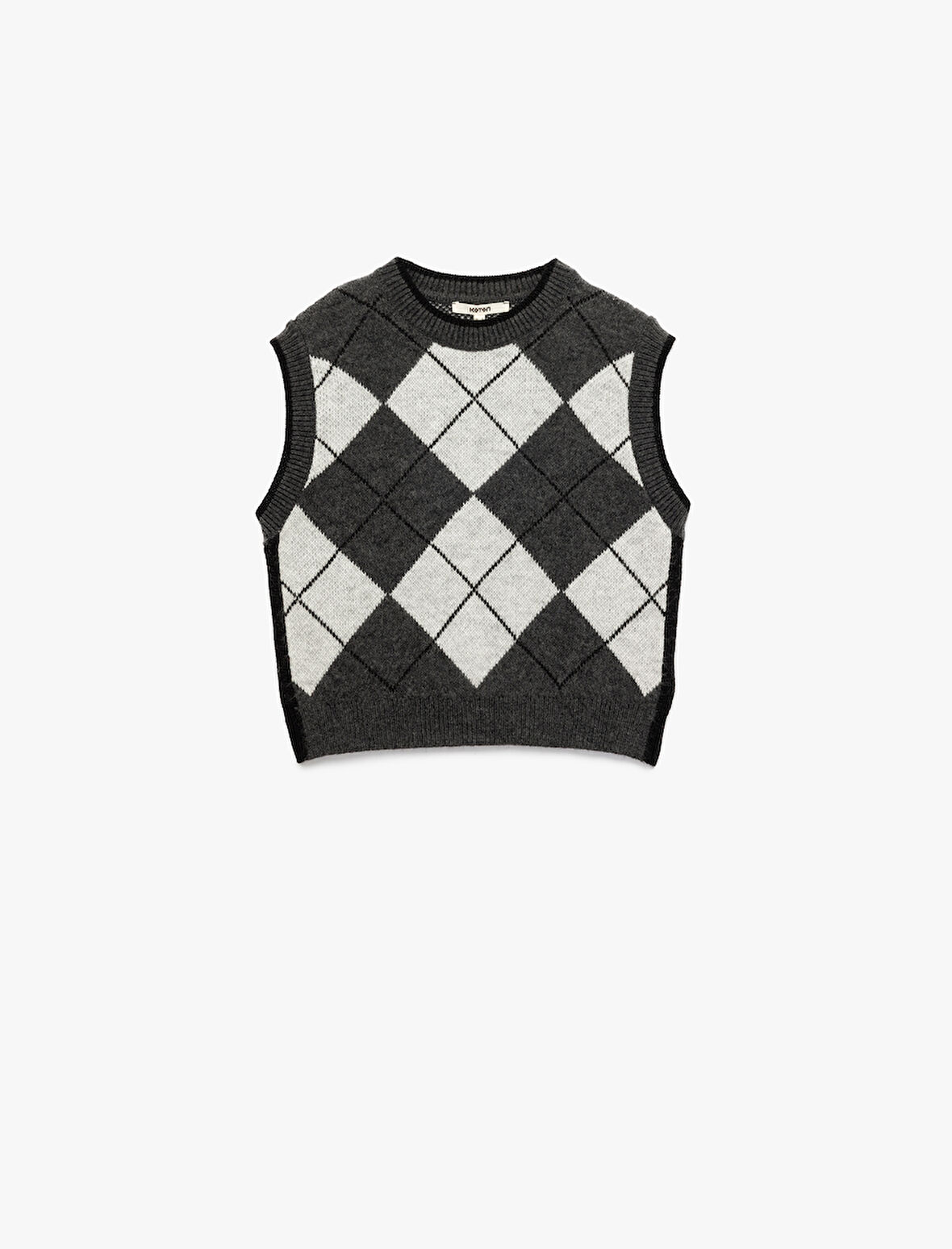 Baklava Desenli Kolsuz Bisiklet Yaka Triko Süveter