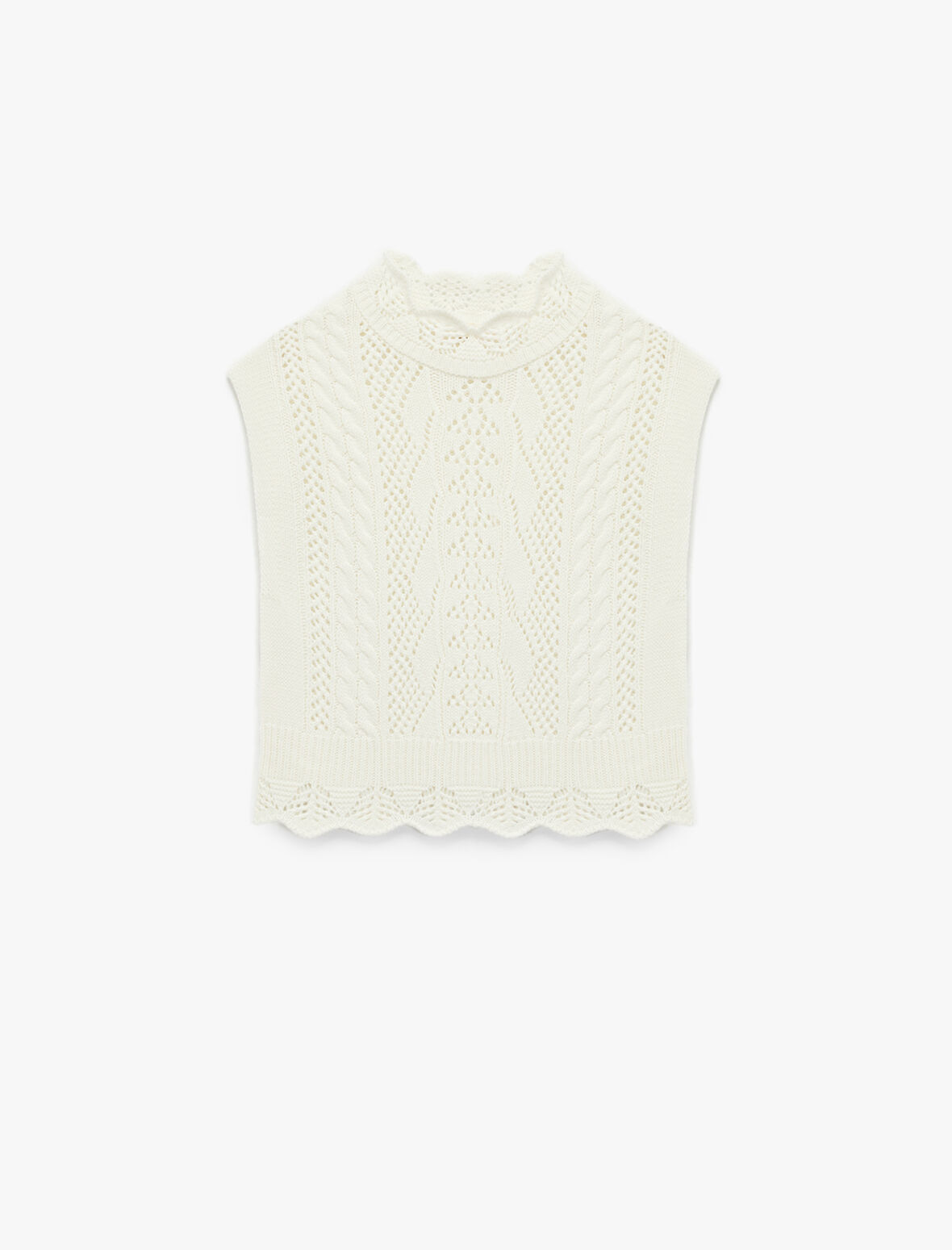 Dik Yaka Kolsuz Ajurlu Örgü Süveter