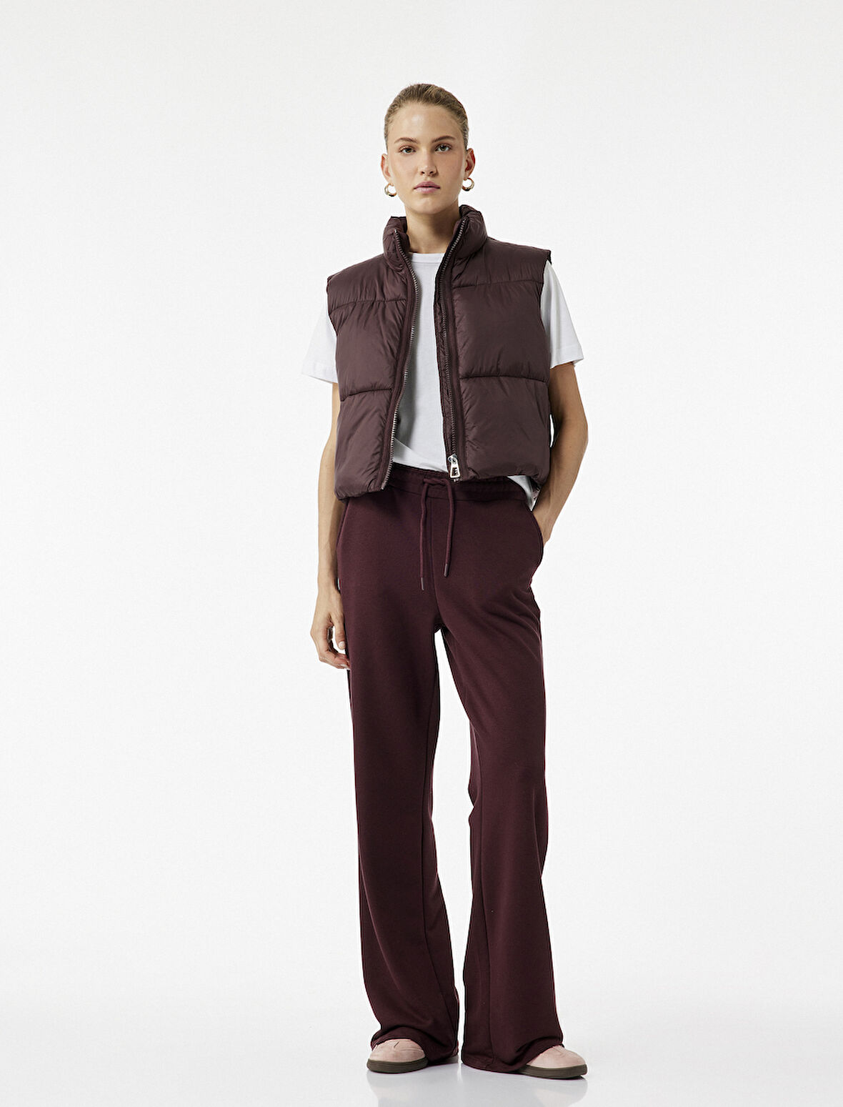 Dik Yaka Kolsuz Fermuarlı Su İtici Crop Şişme Yelek