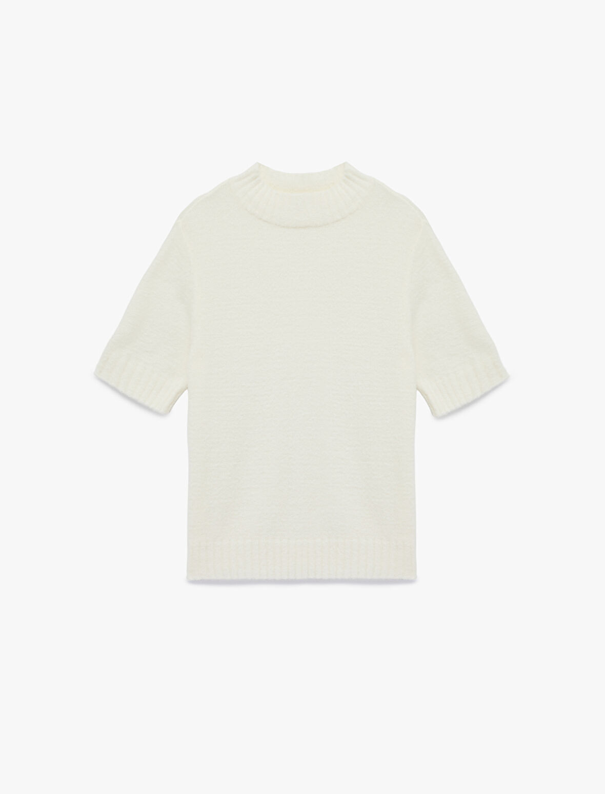 Regular Fit Kısa Kollu Dik Yaka Triko Kazak