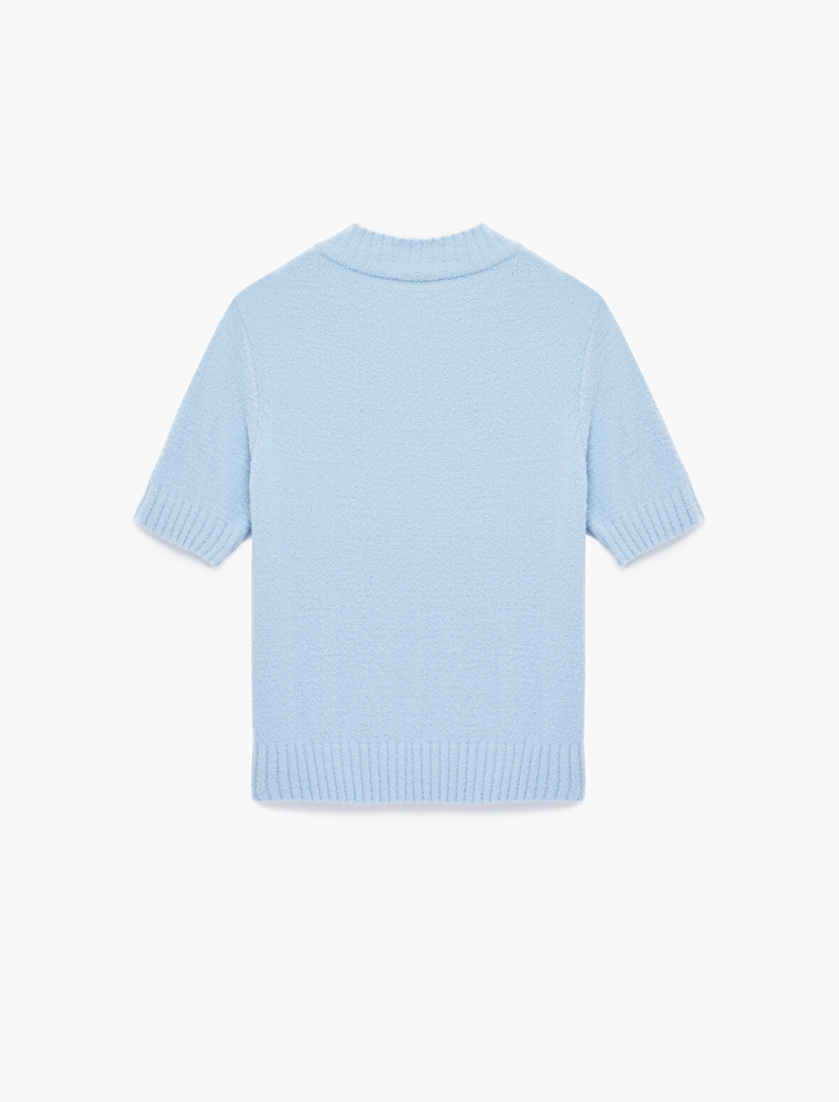 Regular Fit Kısa Kollu Dik Yaka Triko Kazak