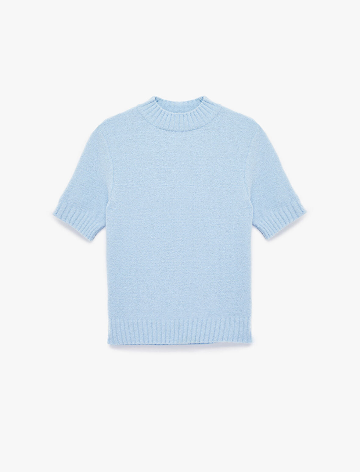 Regular Fit Kısa Kollu Dik Yaka Triko Kazak