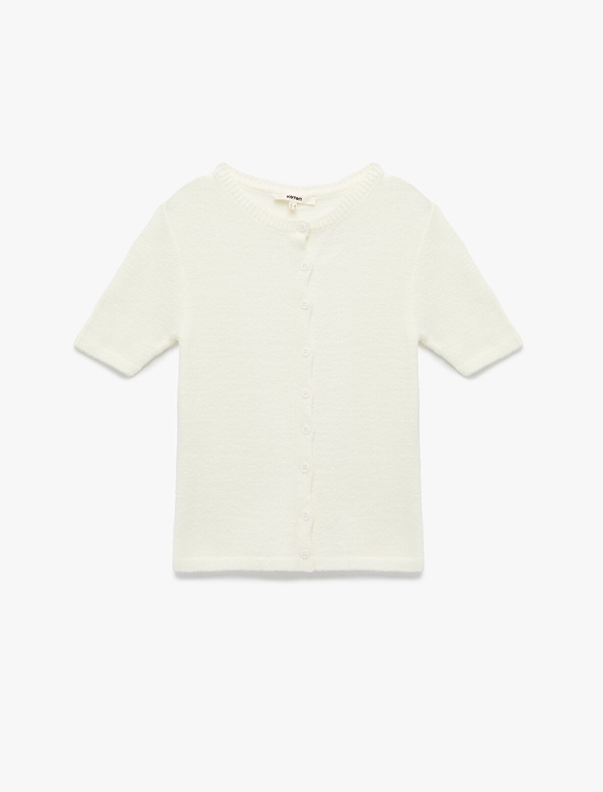 Regular Fit Kısa Kollu Bisiklet Yaka Düğmeli Triko Hırka