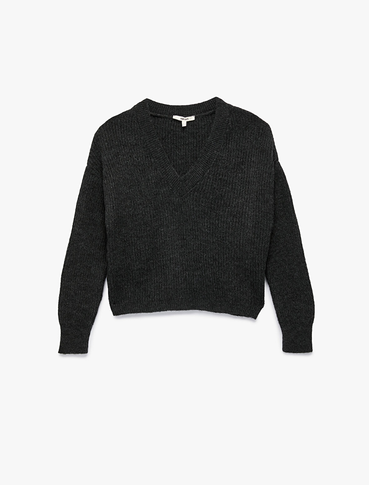 Uzun Kollu V Yaka Örgü Kazak