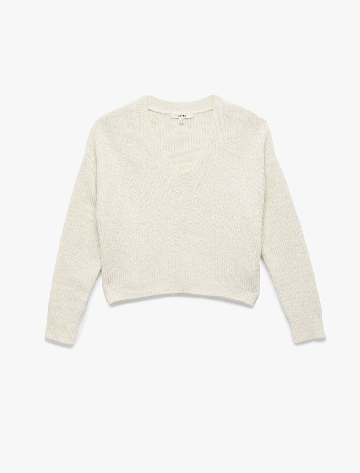 Uzun Kollu V Yaka Örgü Kazak