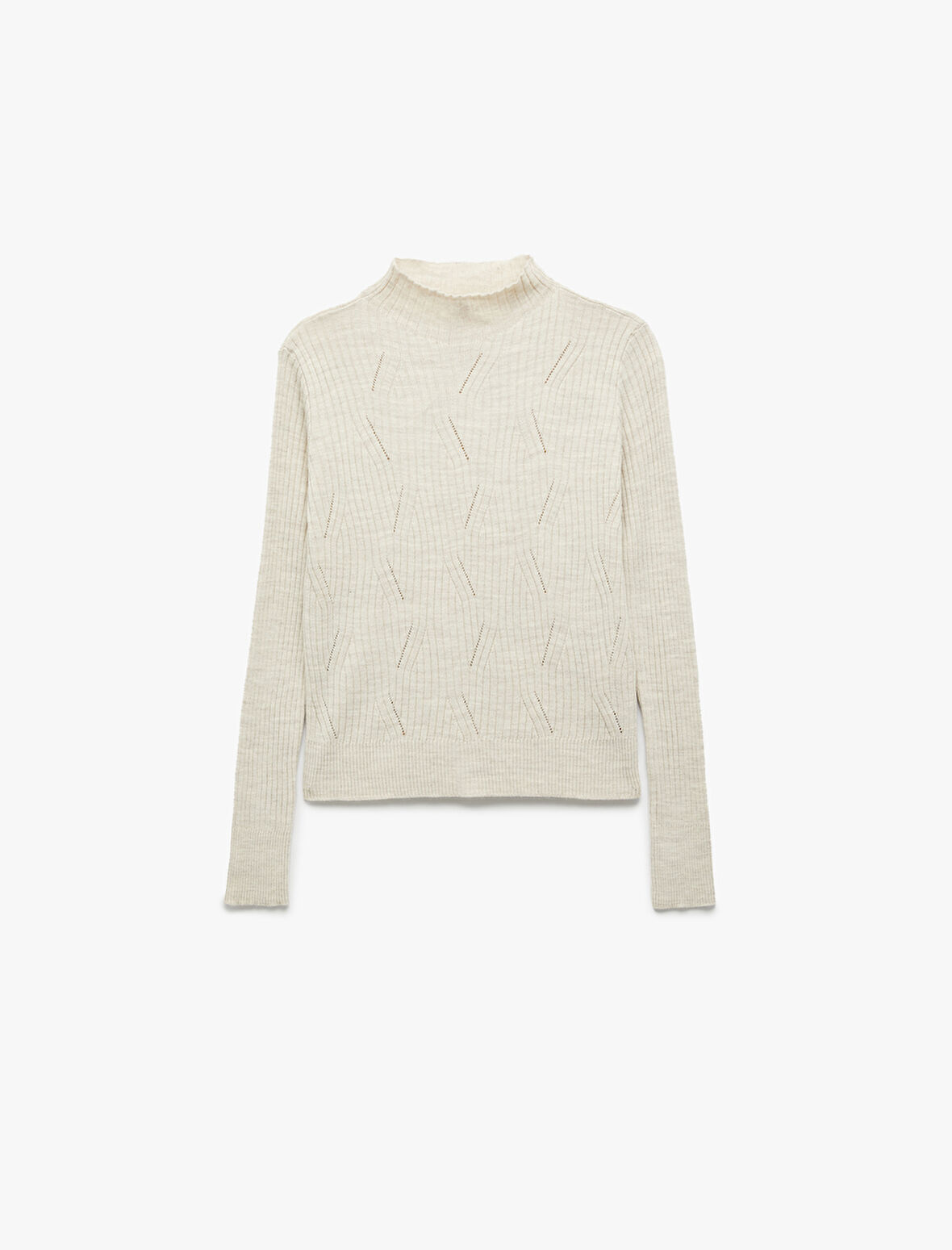 Regular Fit Uzun Kollu Hafif Dik Yaka Triko Kazak