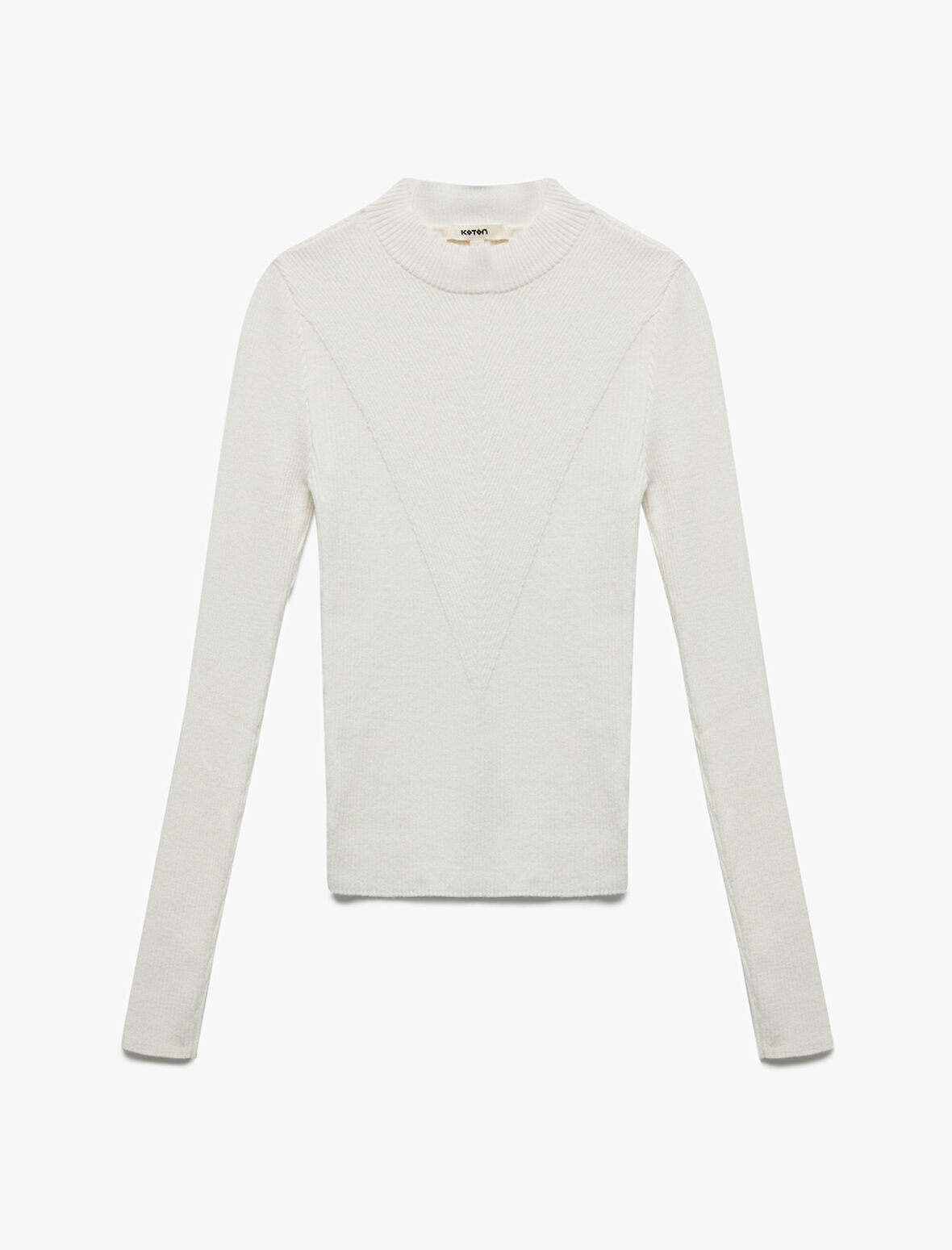 Hafif Dik Yaka Uzun Kollu Triko Kazak