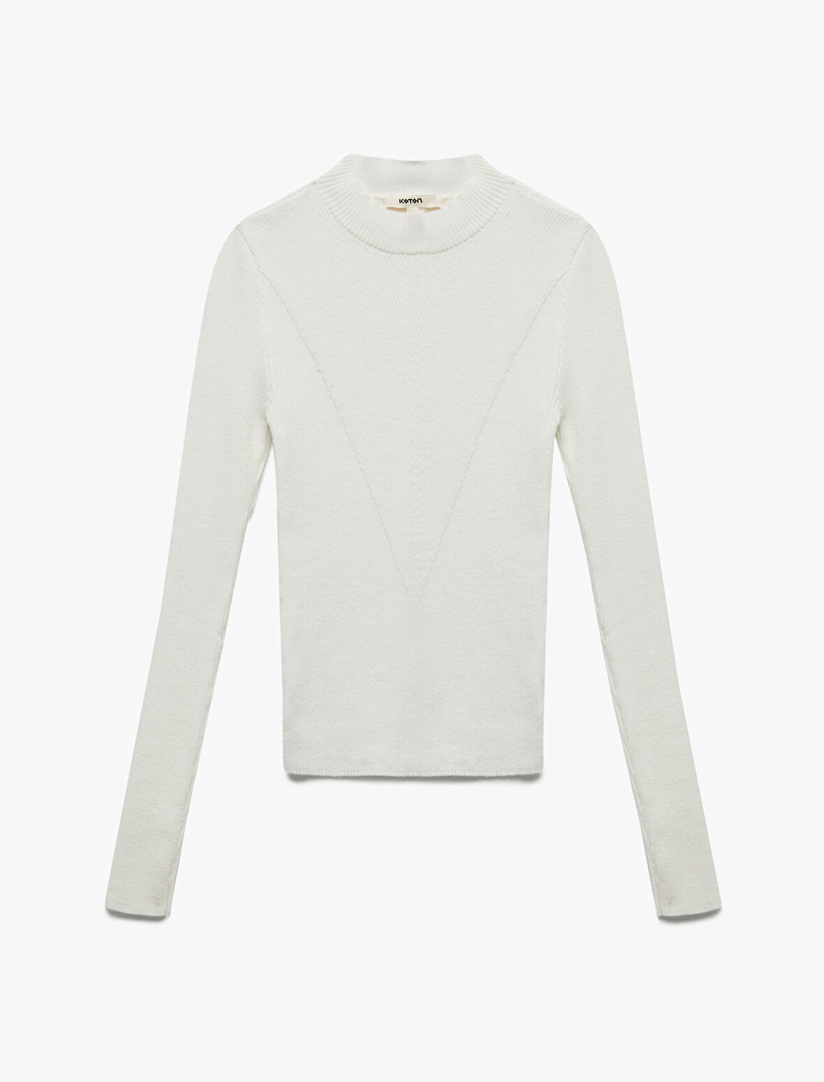 Hafif Dik Yaka Uzun Kollu Triko Kazak