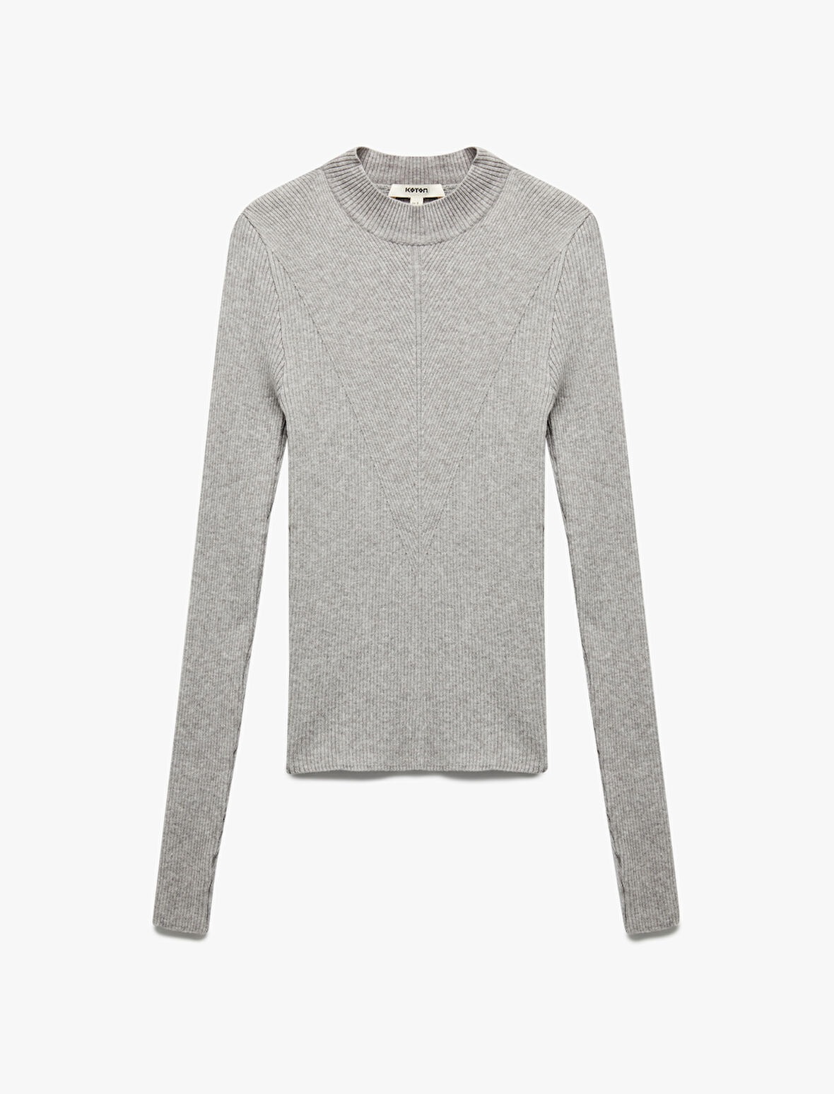 Hafif Dik Yaka Uzun Kollu Triko Kazak