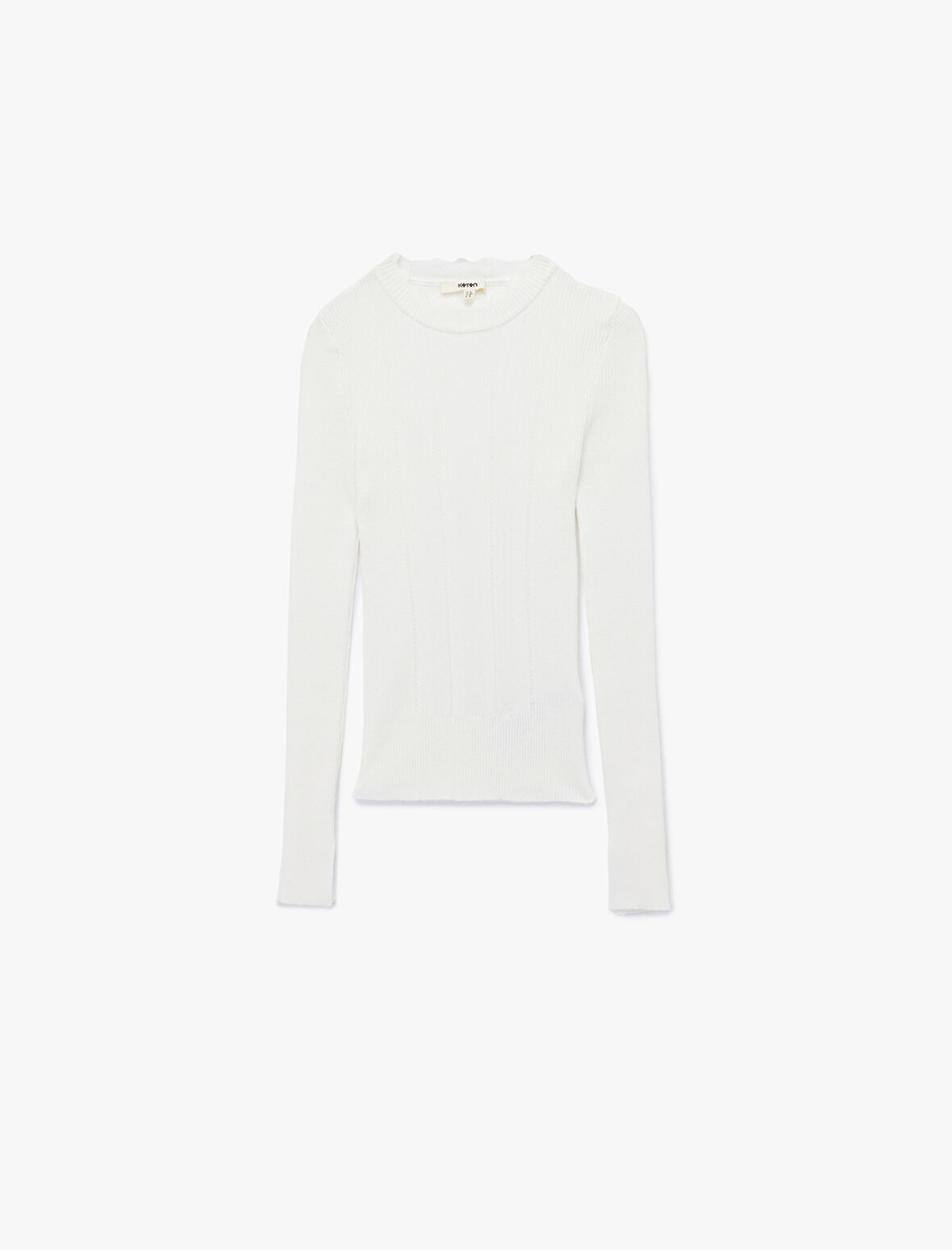 Uzun Kollu Dik Yaka Triko Kazak