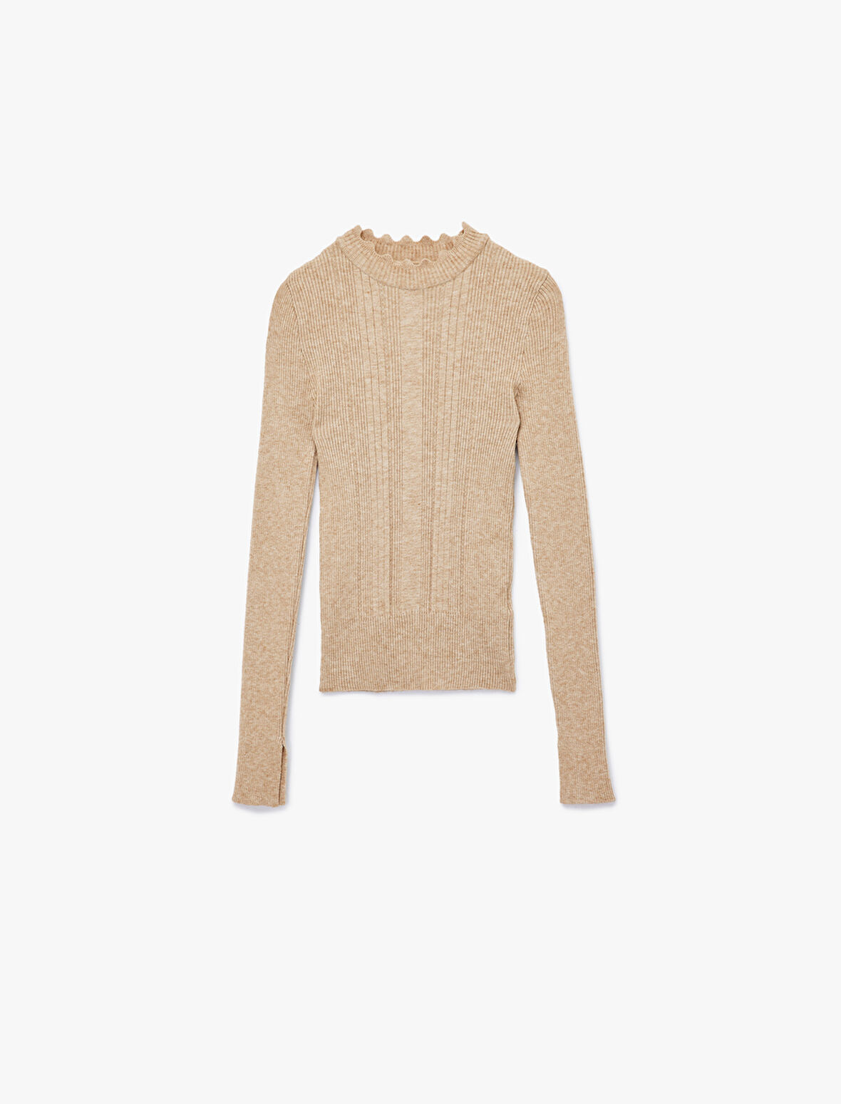 Uzun Kollu Dik Yaka Triko Kazak