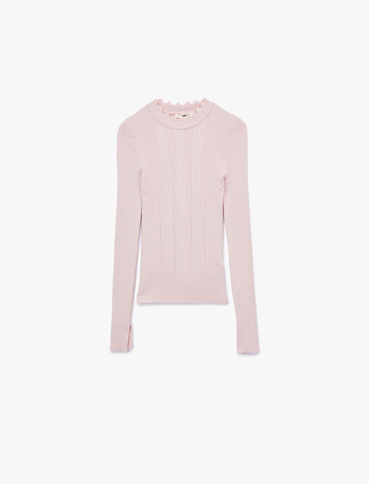 Uzun Kollu Dik Yaka Triko Kazak