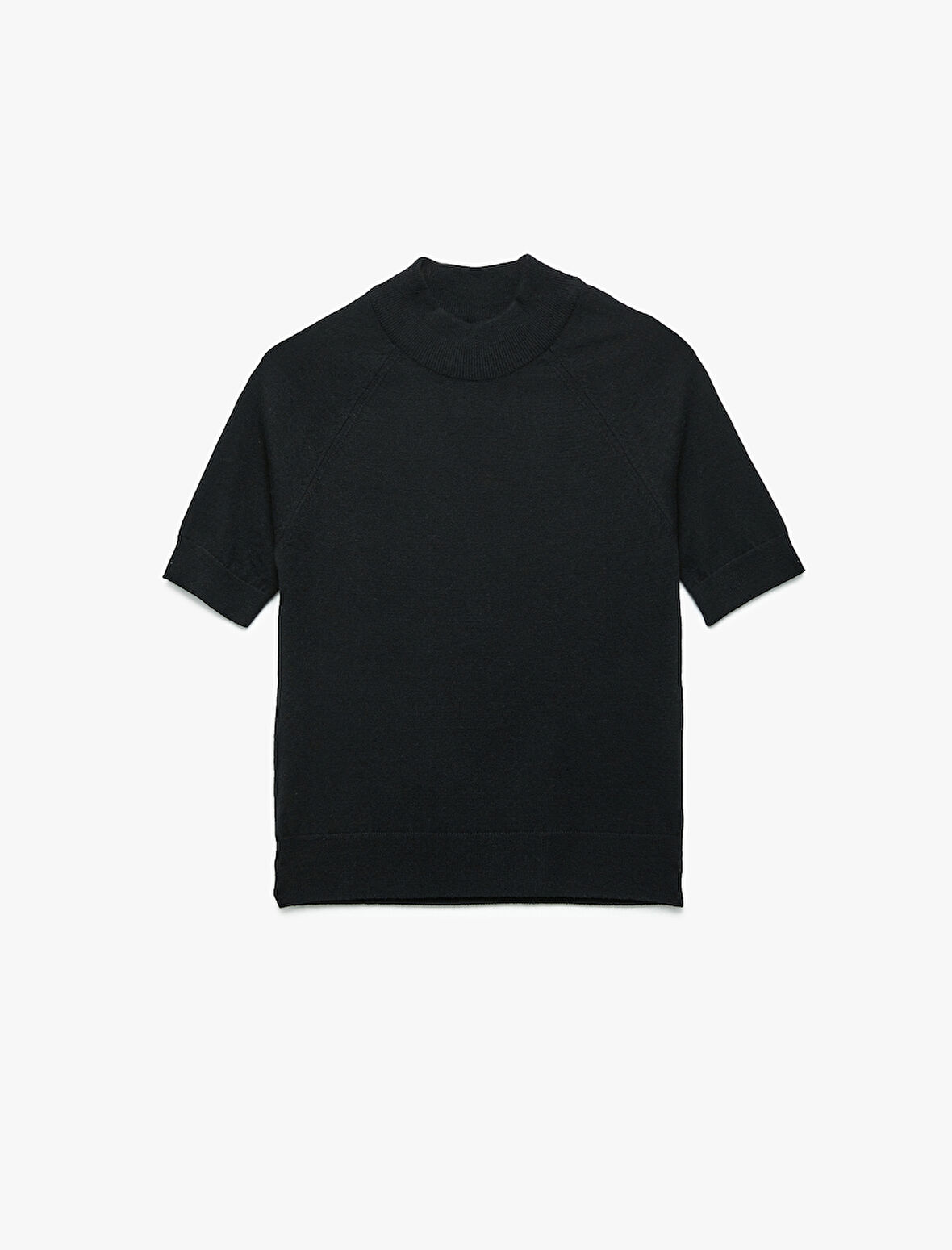 Rayon Kumaş Kısa Kollu Dik Yaka Triko Kazak