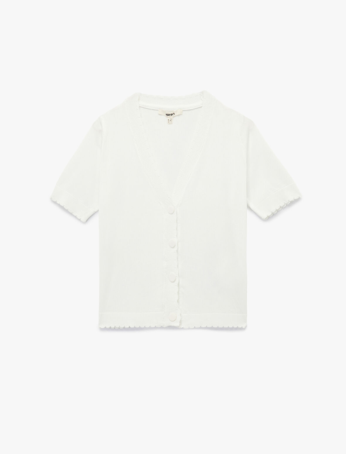 Düğmeli Kısa Kollu V Yaka Triko Hırka