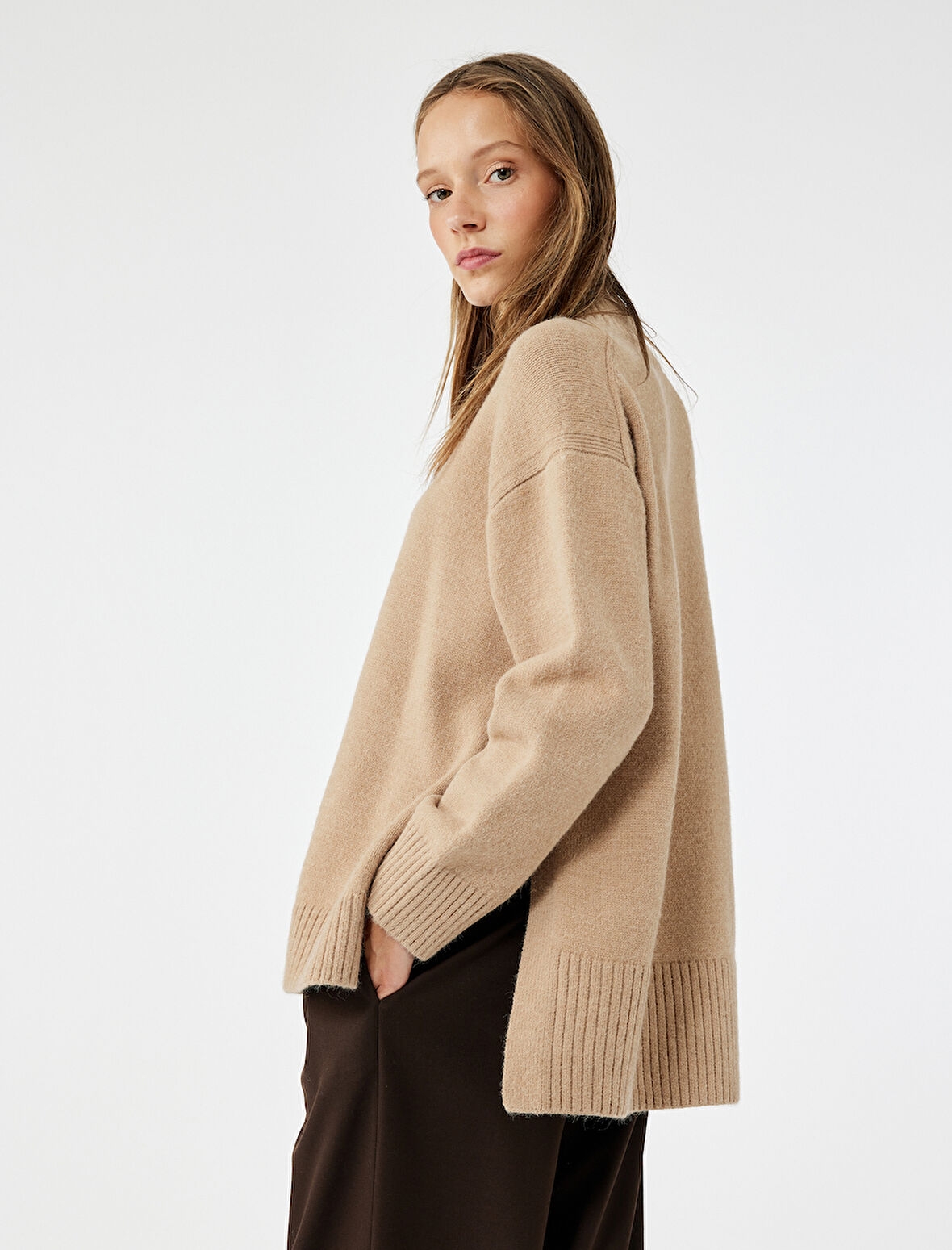 Dik Yaka Uzun Kollu Triko Tunik