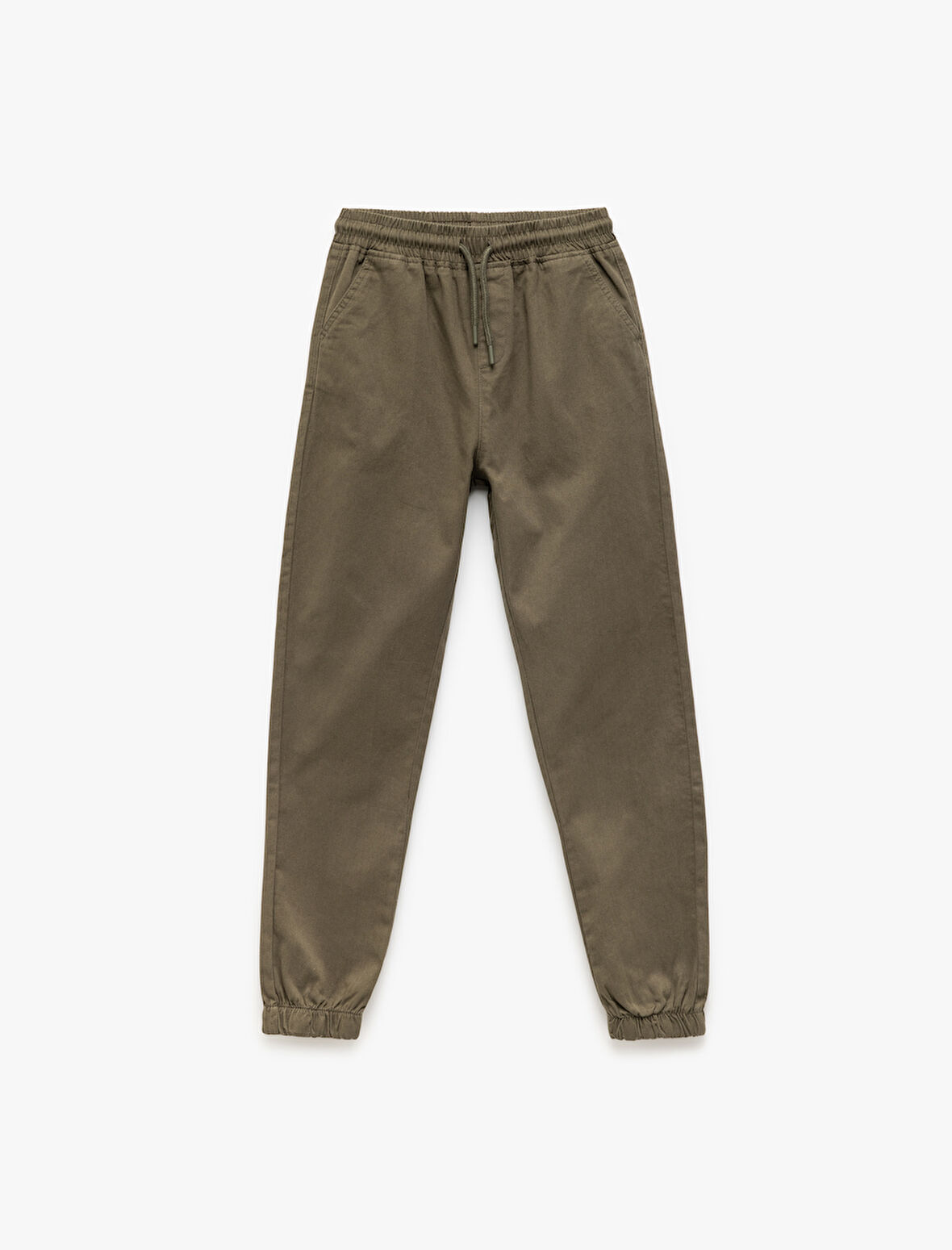 Beli Bağcıklı Cep Detaylı Pamuklu Gabardin Jogger Pantolon