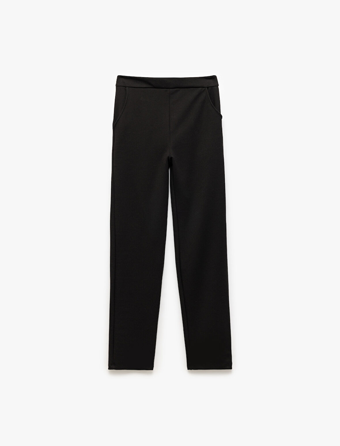 Beli Lastikli Cepli Düz Normal Paça Pantolon