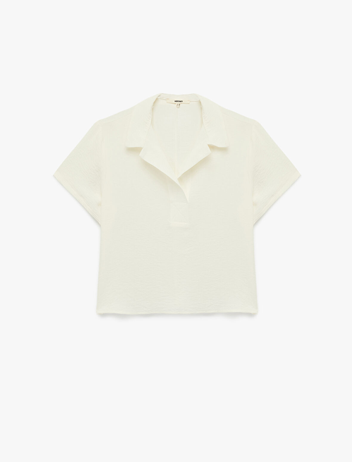 Rahat Kalıp Aerobin Kumaş Kısa Kollu Polo Yaka Crop Tişört