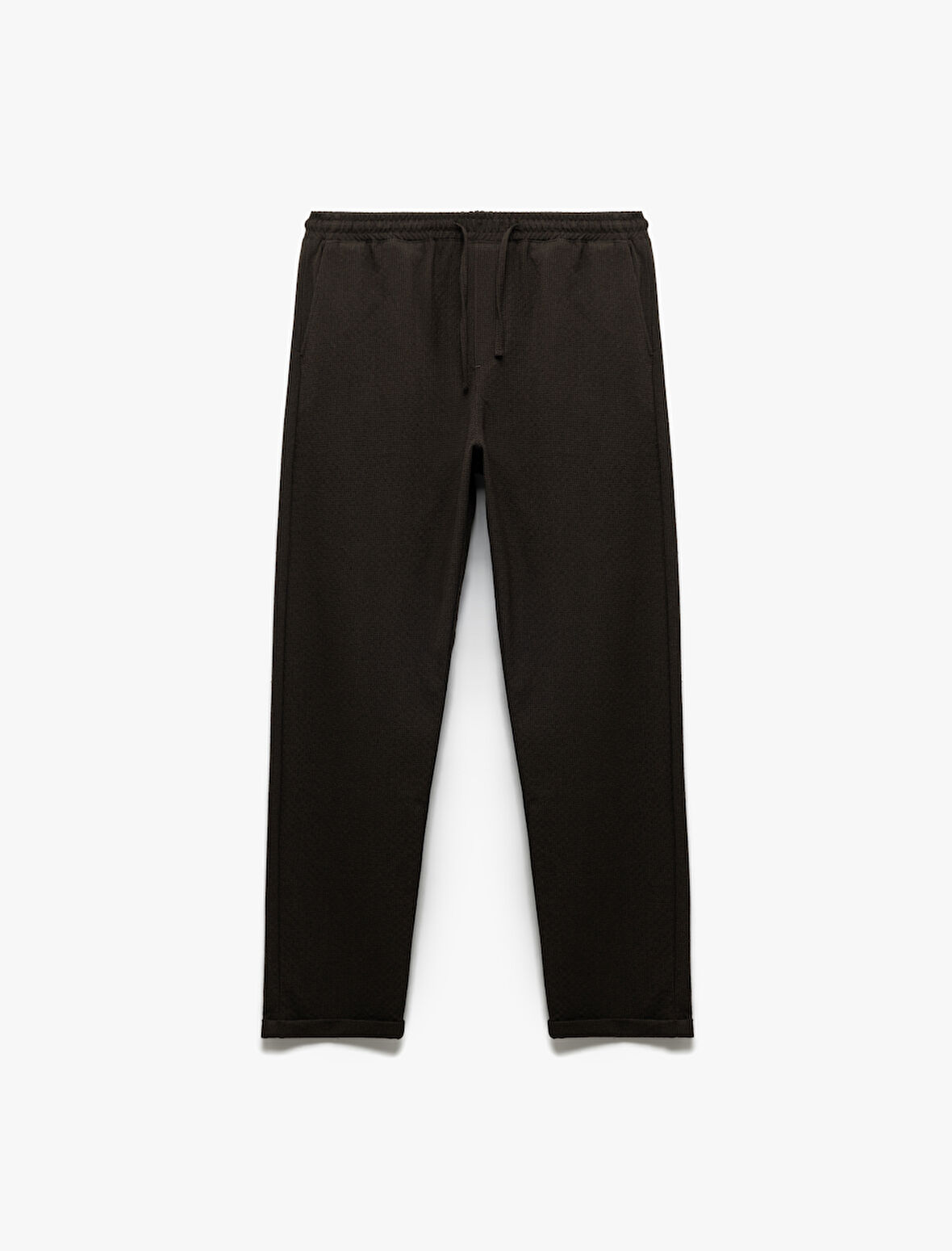Dokulu Viskon Karışımlı Chino Cep Detaylı Beli Bağcıklı Pantolon