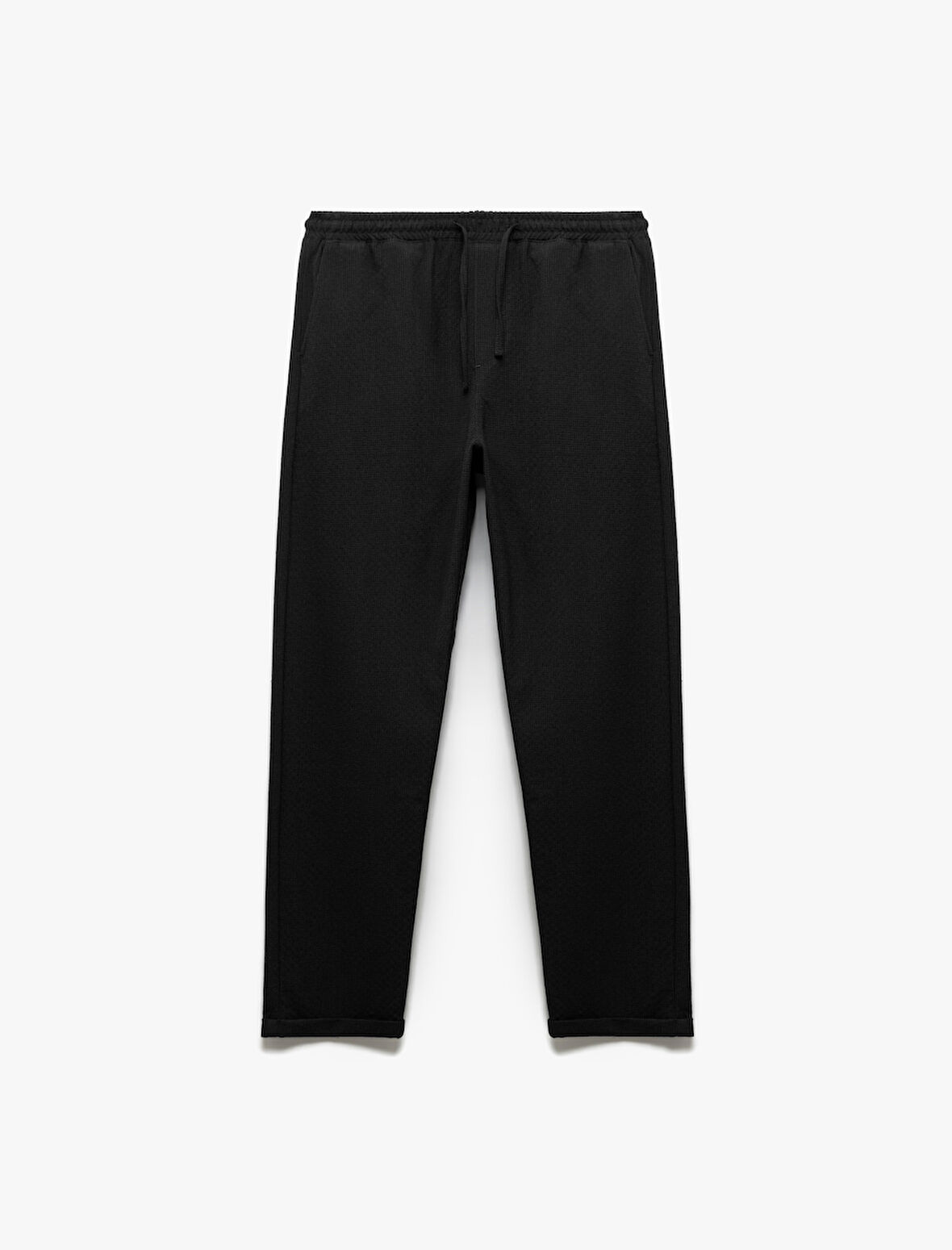 Dokulu Viskon Karışımlı Chino Cep Detaylı Beli Bağcıklı Pantolon