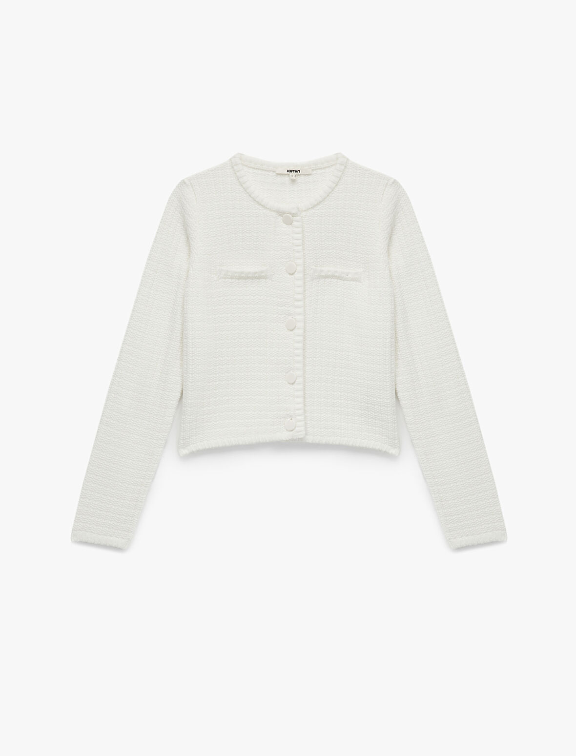 Aplike Detaylı Uzun Kollu Bisiklet Yaka Triko Hırka