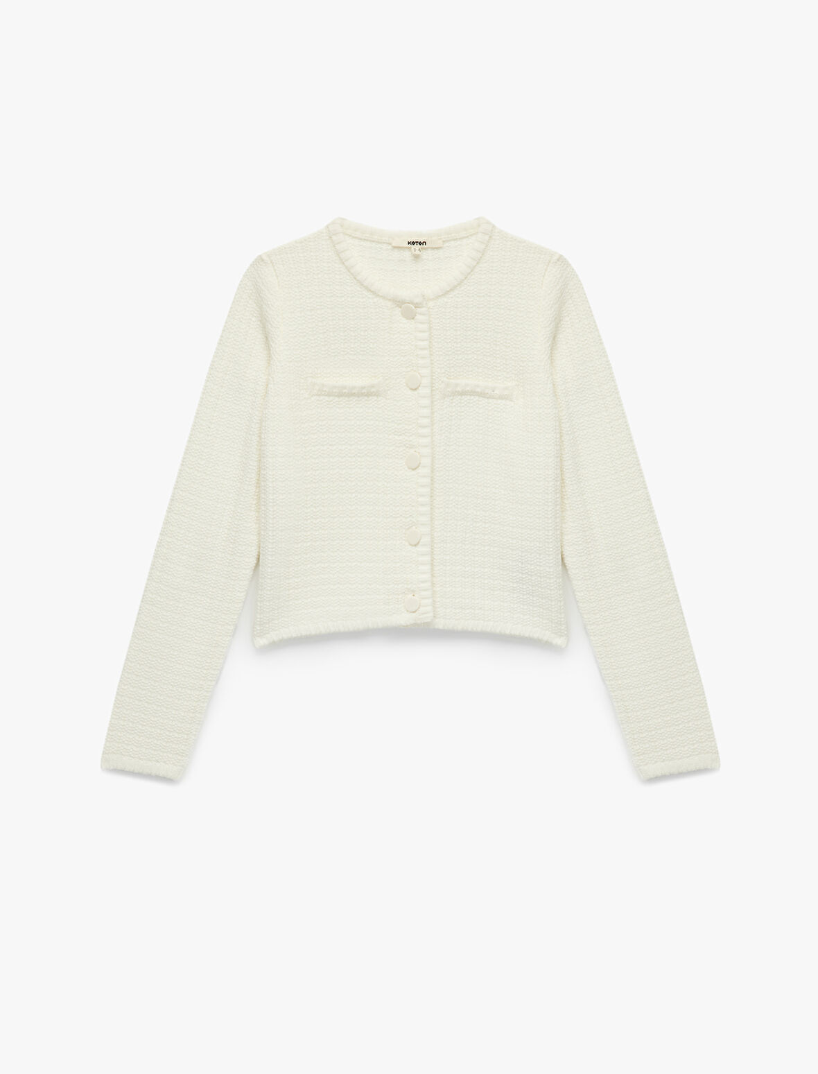 Aplike Detaylı Uzun Kollu Bisiklet Yaka Triko Hırka