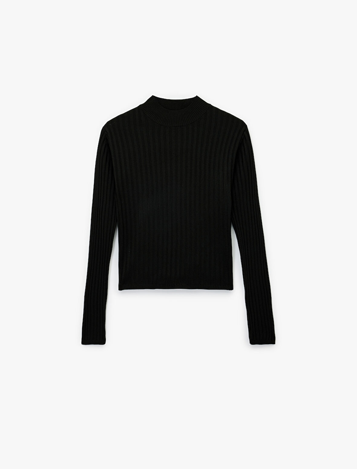 Uzun Kollu Dik Yaka Triko Kazak