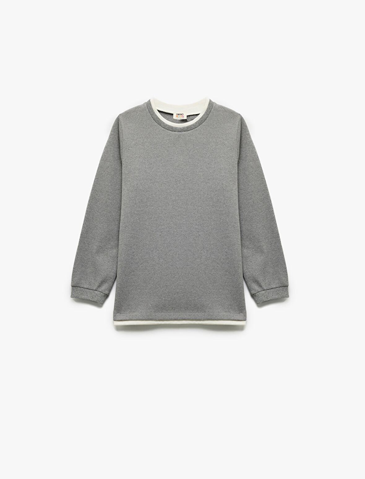 Şardonlu Bisiklet Yaka Çizgili Uzun Kollu Sweatshirt