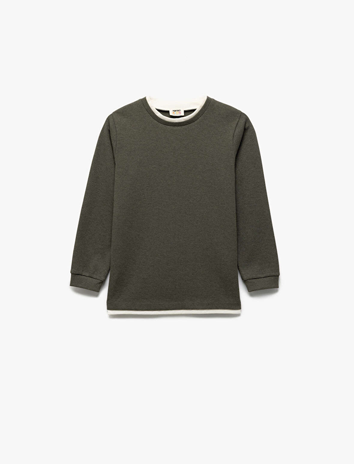Şardonlu Bisiklet Yaka Çizgili Uzun Kollu Basic Sweatshirt