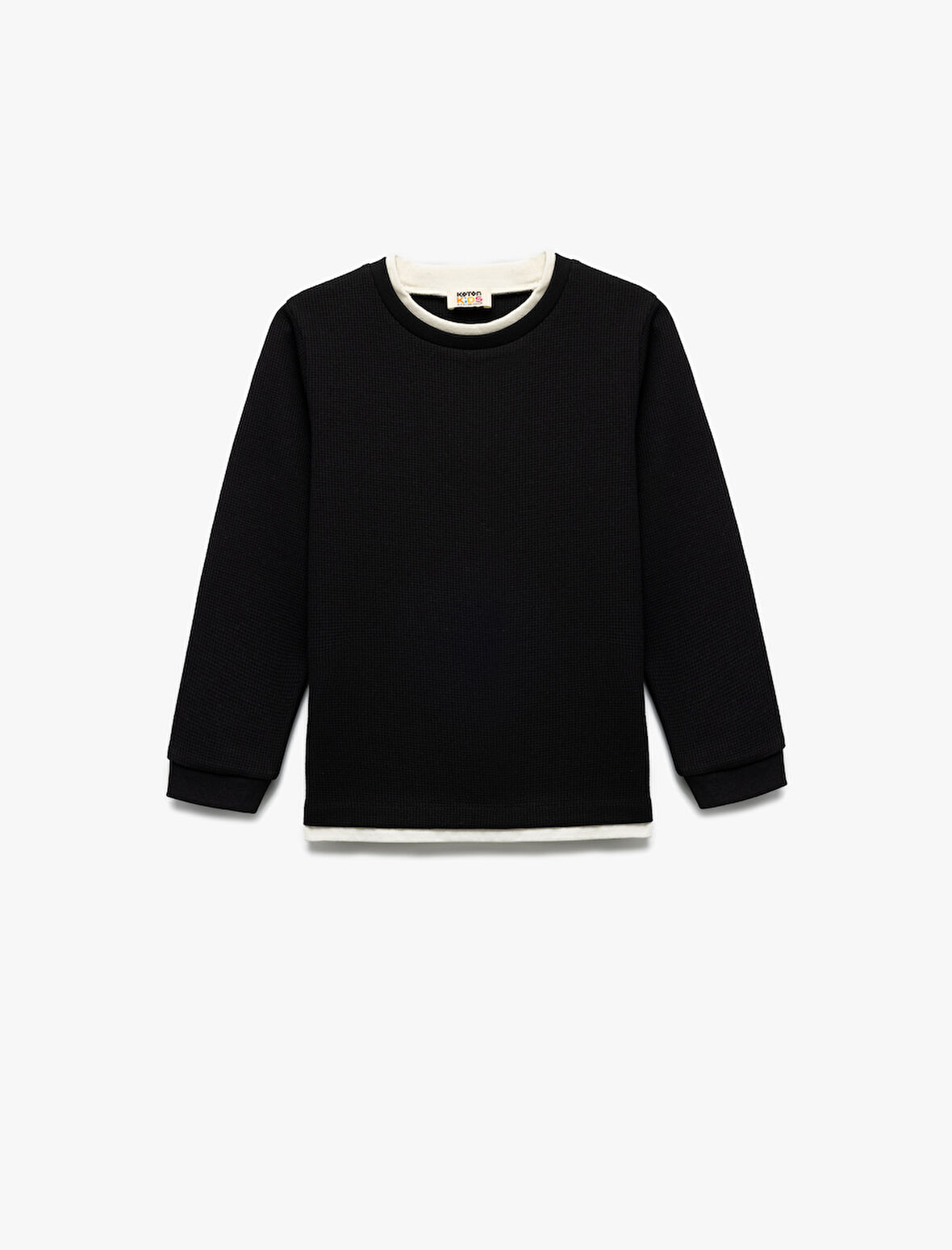 Şardonlu Bisiklet Yaka Çizgili Uzun Kollu Sweatshirt