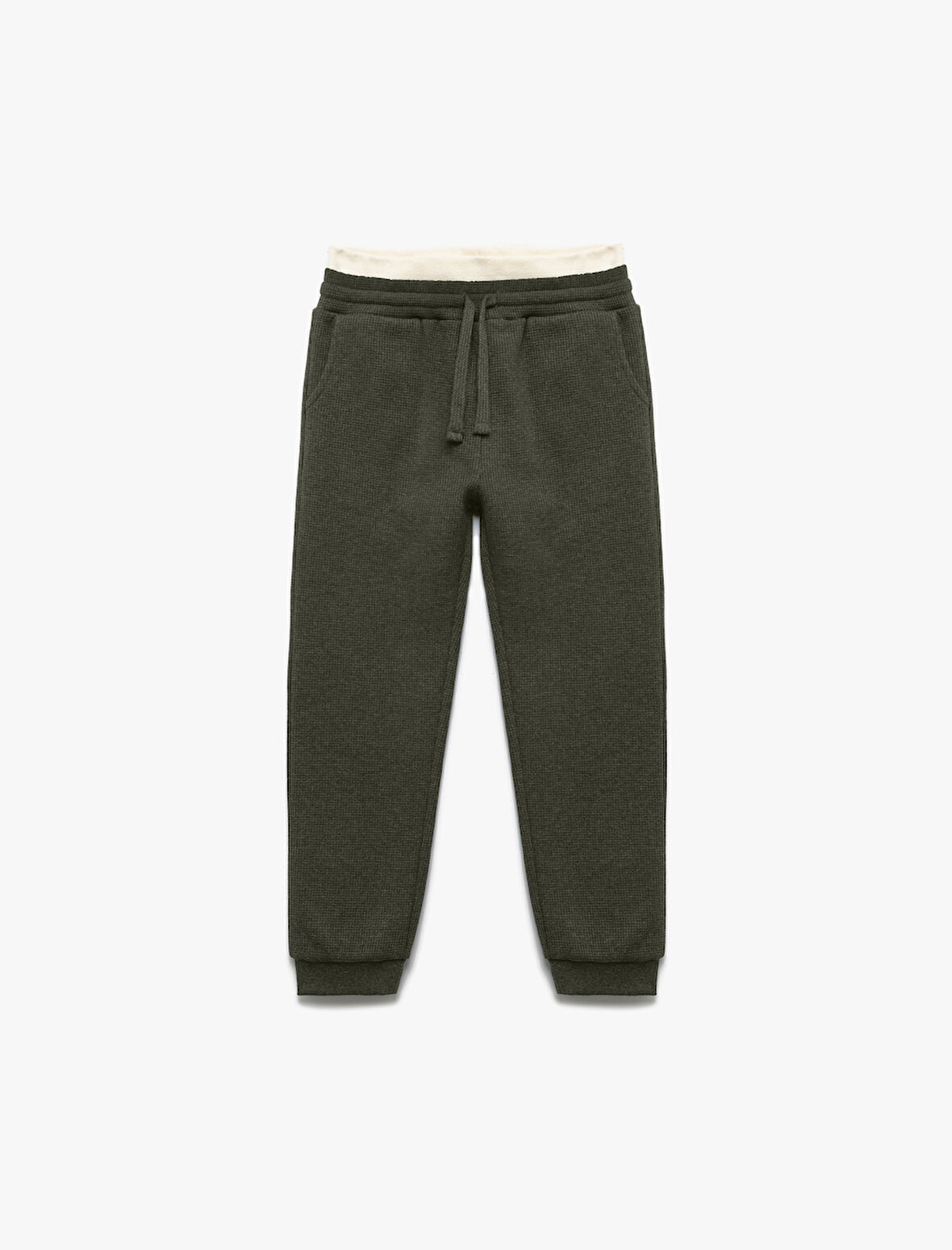 Ribanalı Beli Bağlamalı Cepli Şardonlu Basic Eşofman Altı