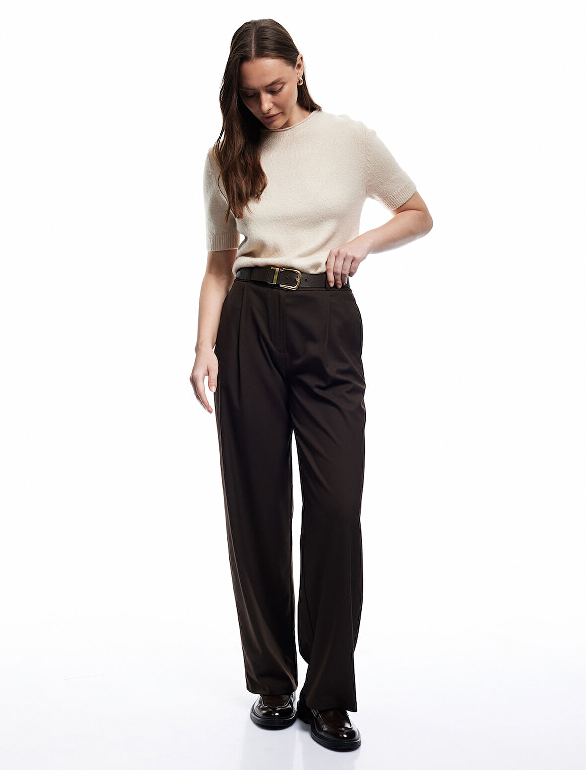 Bisiklet Yaka Kısa Kollu Triko Kazak