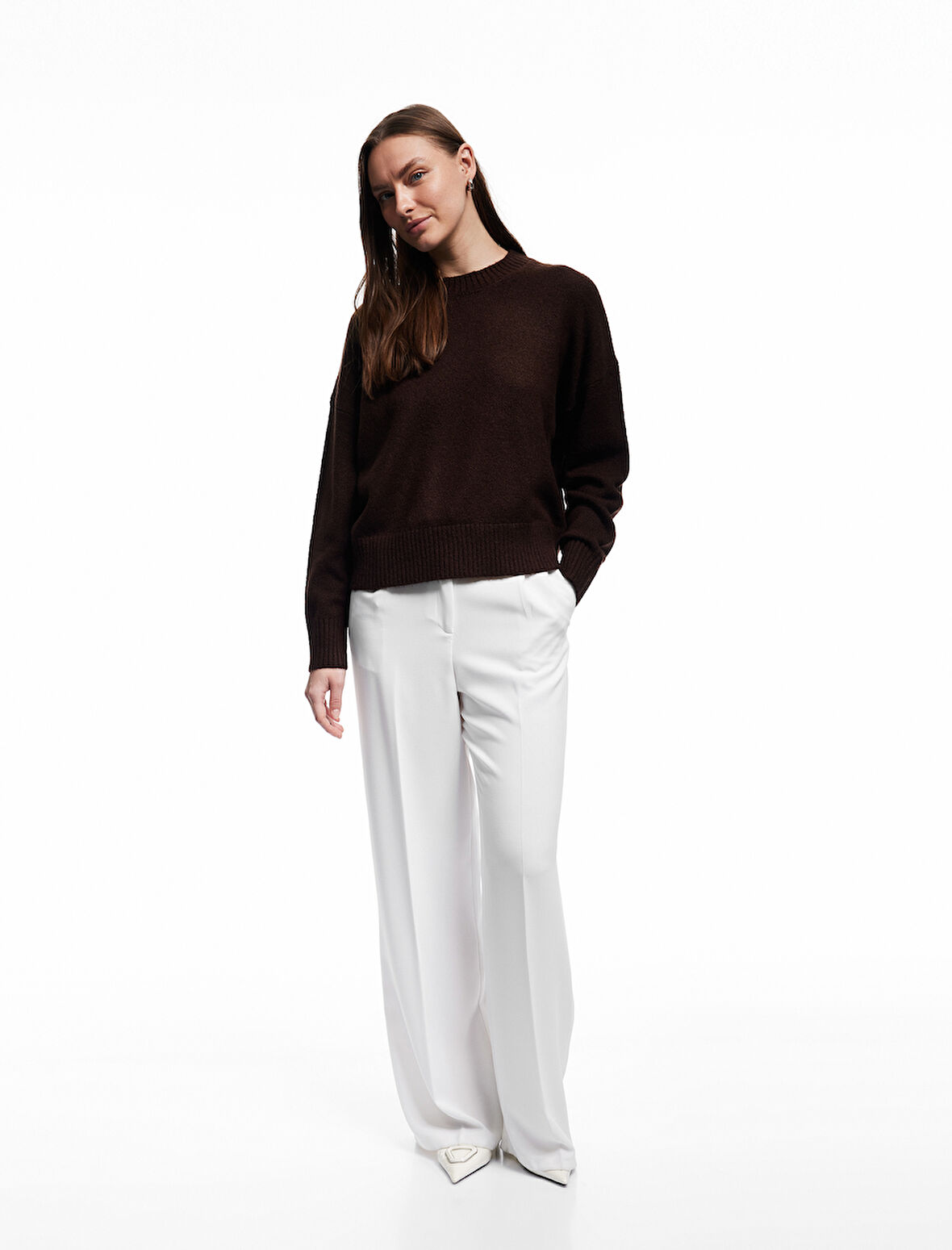 Uzun Kollu Bisiklet Yaka Triko Basic Kazak