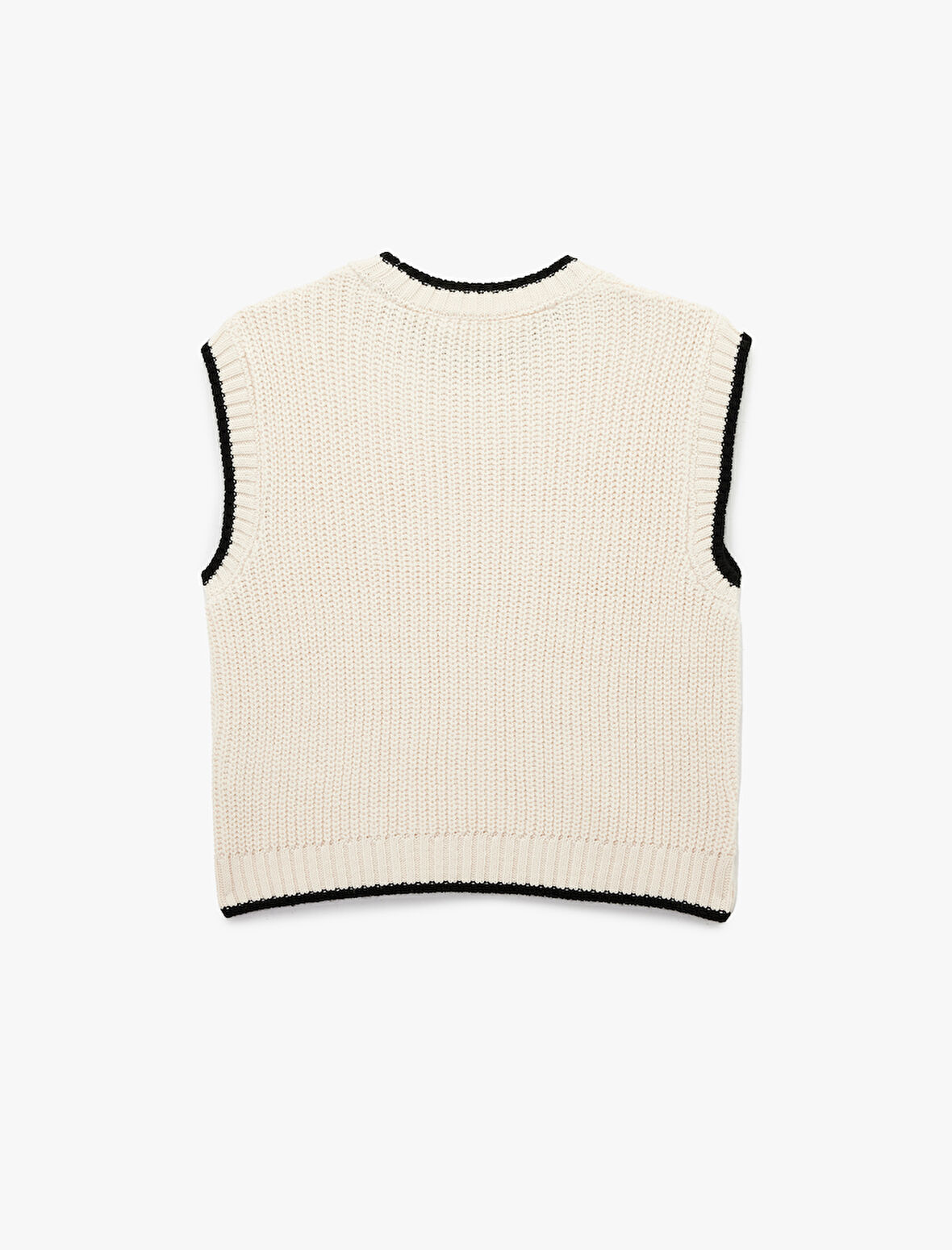 Saç Örgü Dokulu Kolsuz Biyeli Bisiklet Yaka Süveter