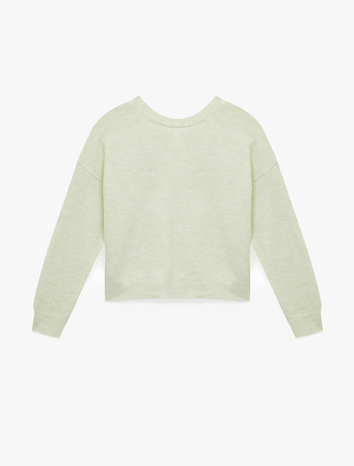 Uzun Kollu Bisiklet Yaka Arkası Fiyonk Detaylı Triko Kazak