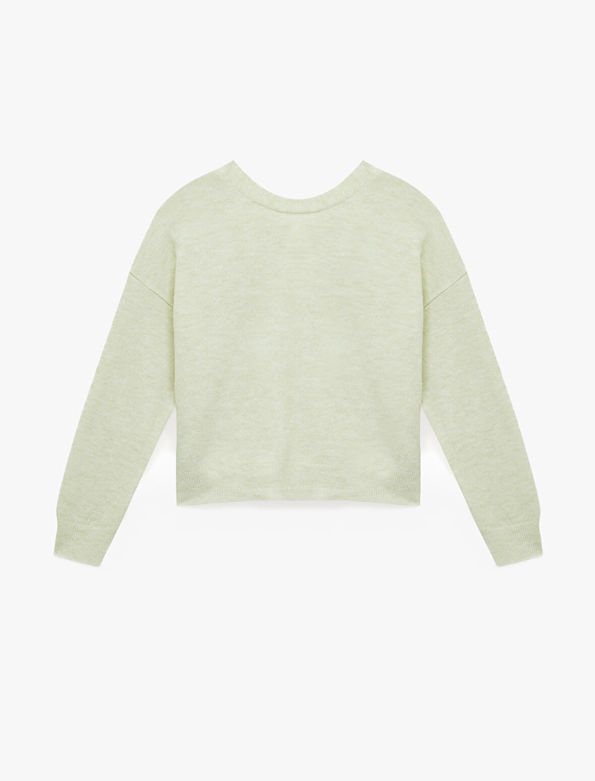 Uzun Kollu Bisiklet Yaka Arkası Fiyonk Detaylı Triko Kazak