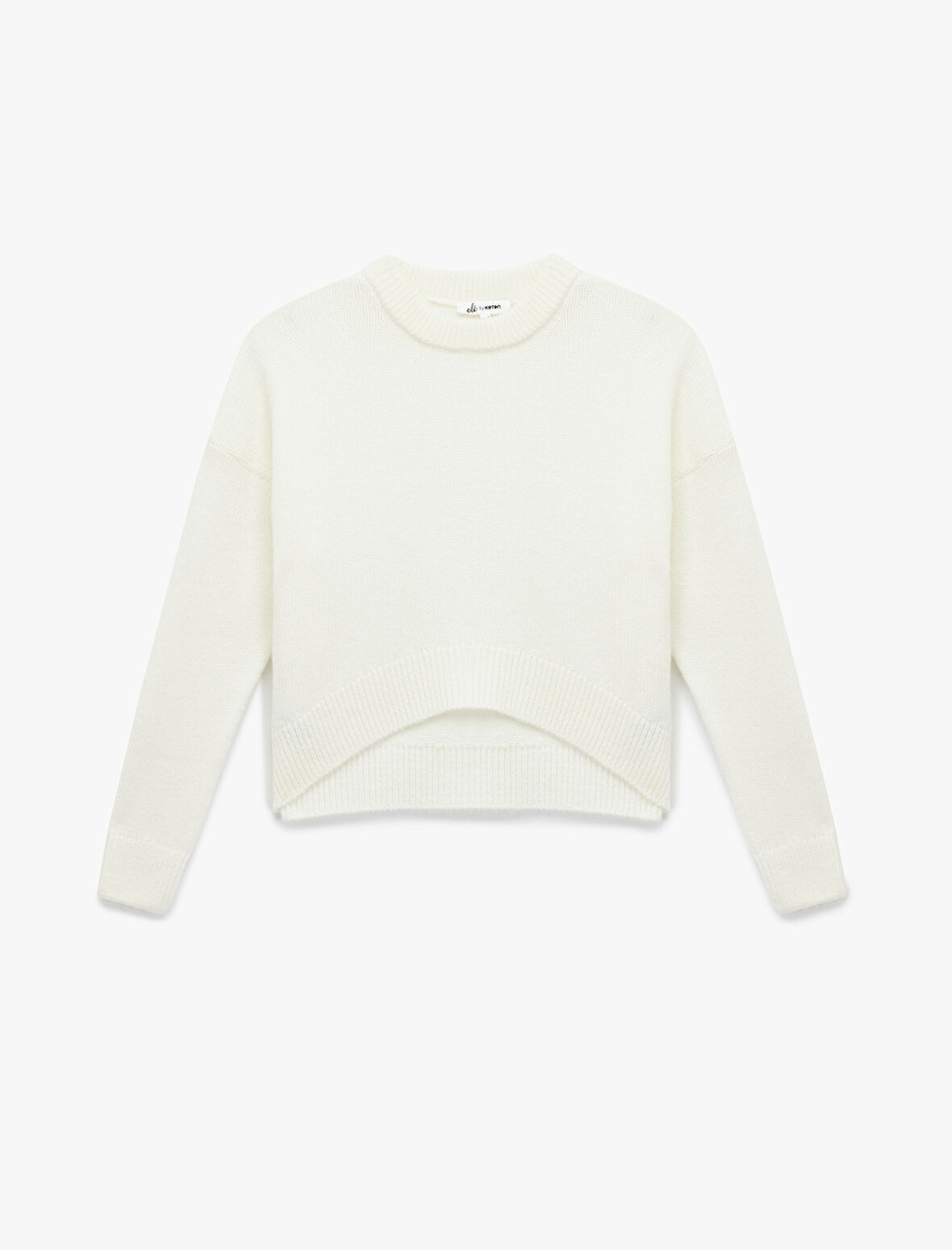 Uzun Kollu Bisiklet Yaka Asimetrik Kesim Triko Kazak