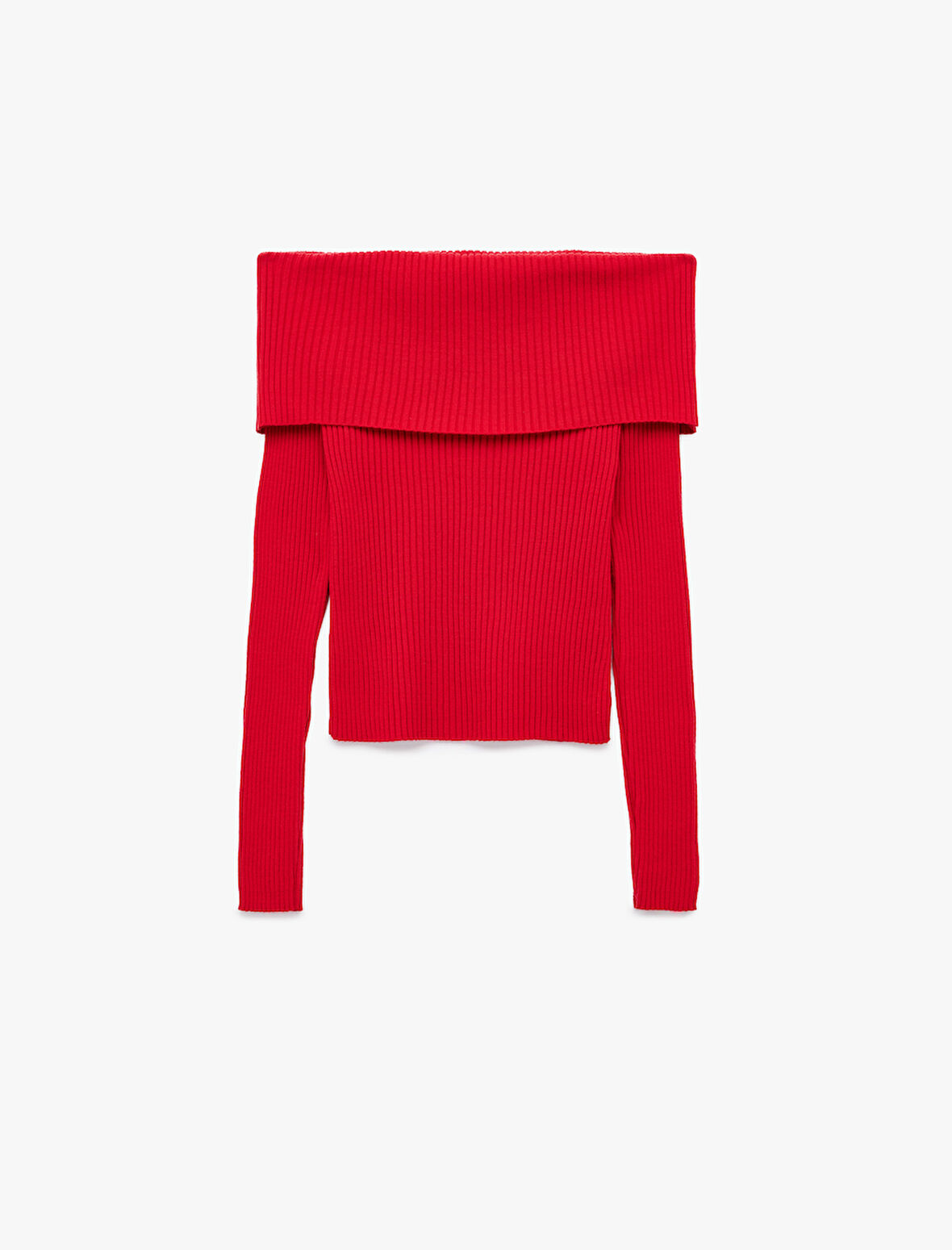 Uzun Kollu Slim Fit Omzu Açık Fitilli Triko Kazak