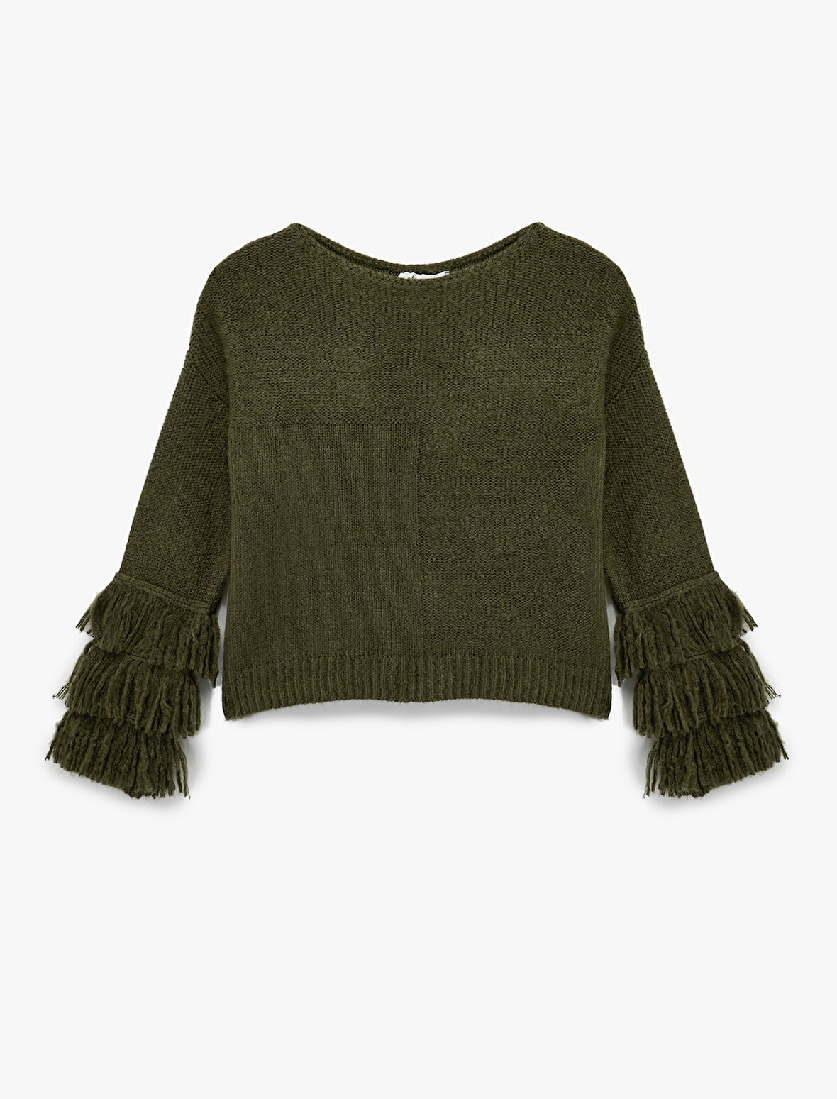 Çok Renkli Püsküllü Uzun Kollu Bisiklet Yaka Triko Kazak