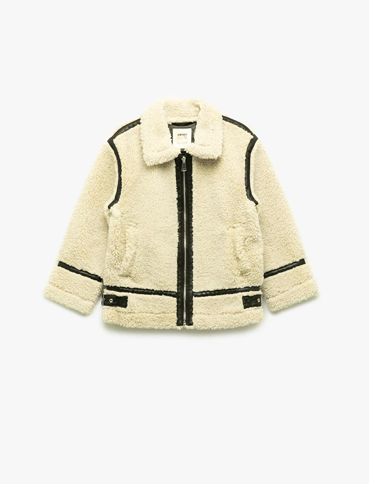 Uzun Kollu Gömlek Yaka Cepli Peluş Ceket