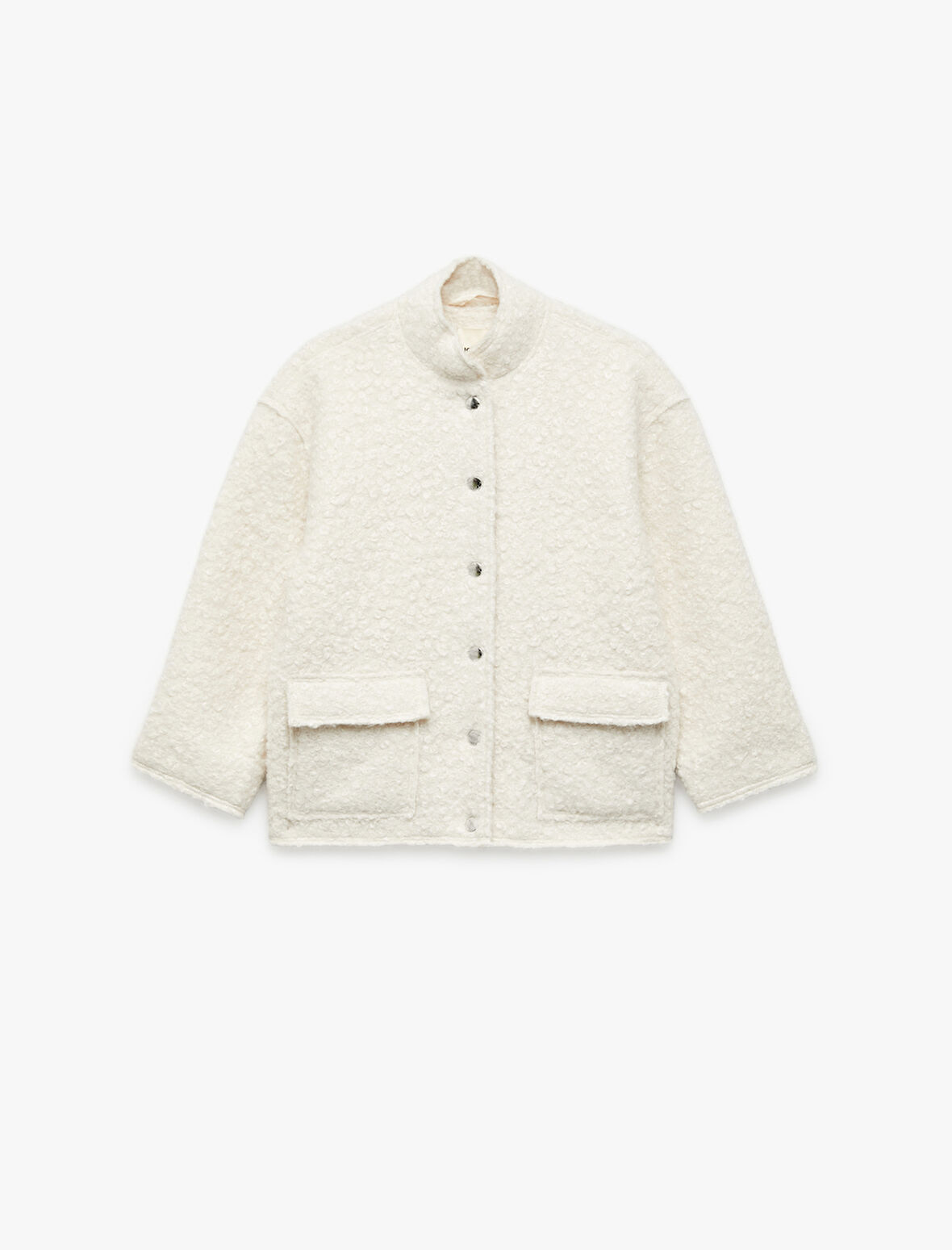 Dik Yaka Uzun Kollu Kapaklı Cepli Bürümcük Ceket