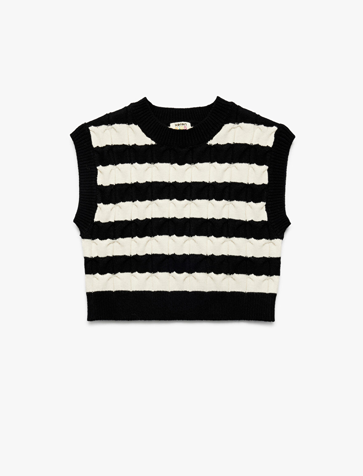 Kolsuz Bisiklet Yaka Viskon Karışımlı Çizgili Triko Süveter