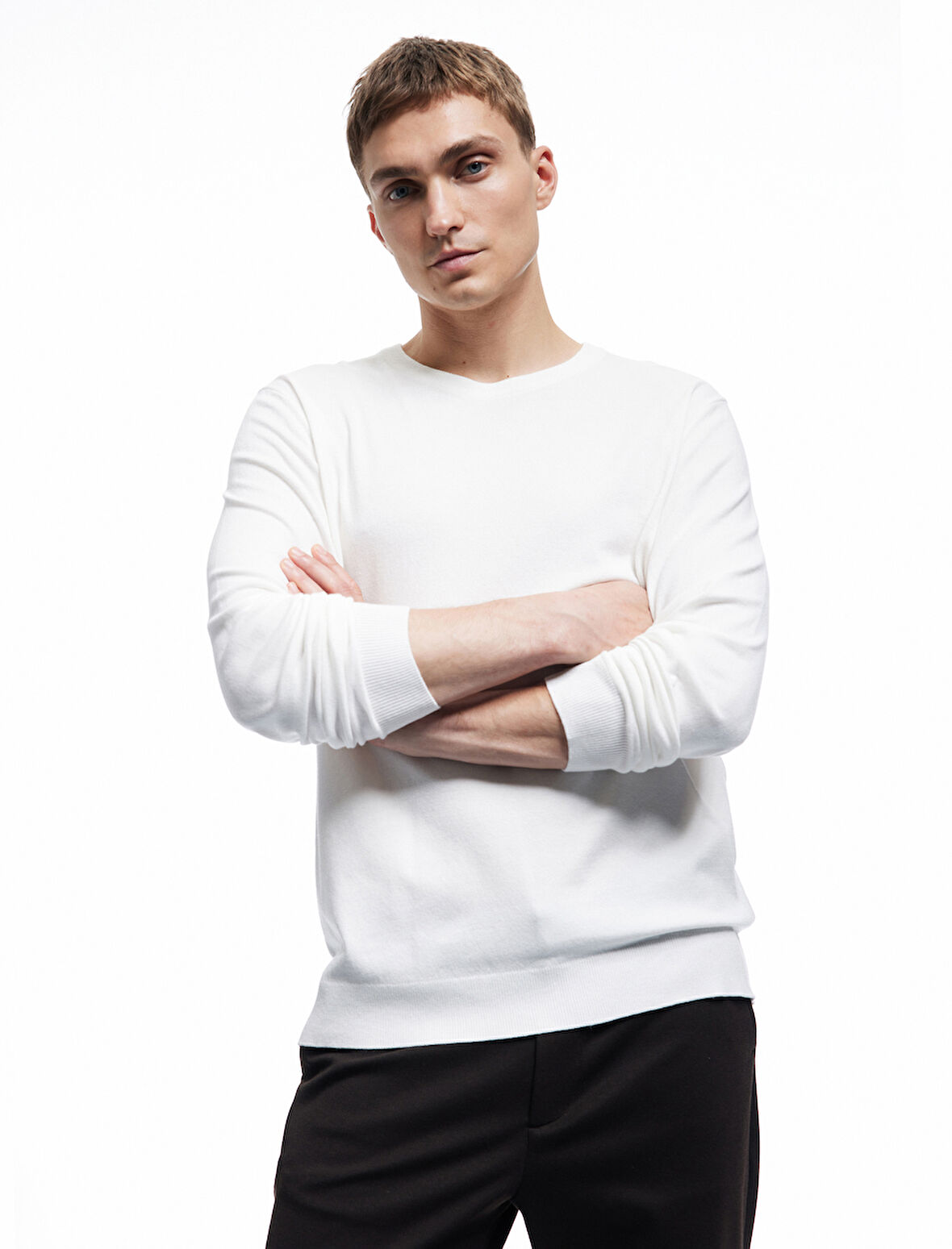 Uzun Kollu Bisiklet Yaka Basic Triko Kazak