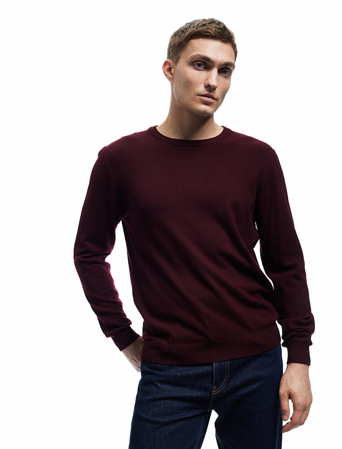 Uzun Kollu Bisiklet Yaka Basic Triko Kazak