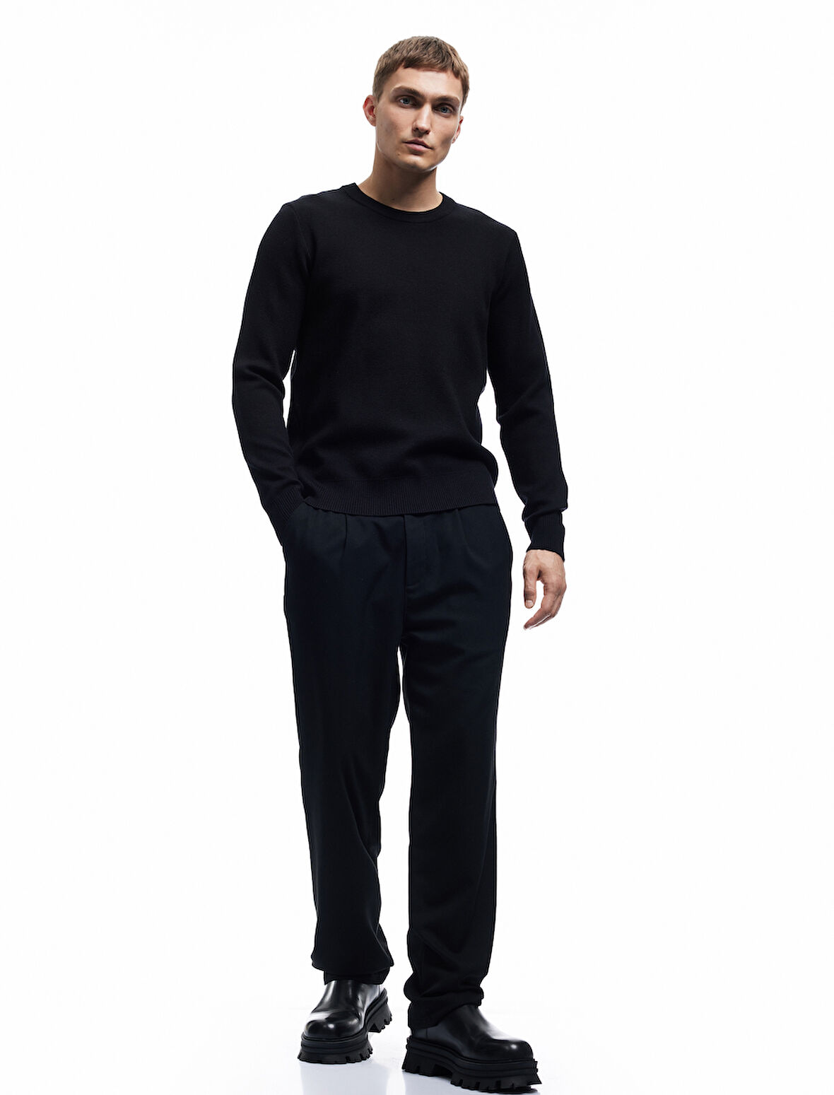 Uzun Kollu Bisiklet Yaka Basic Triko Kazak