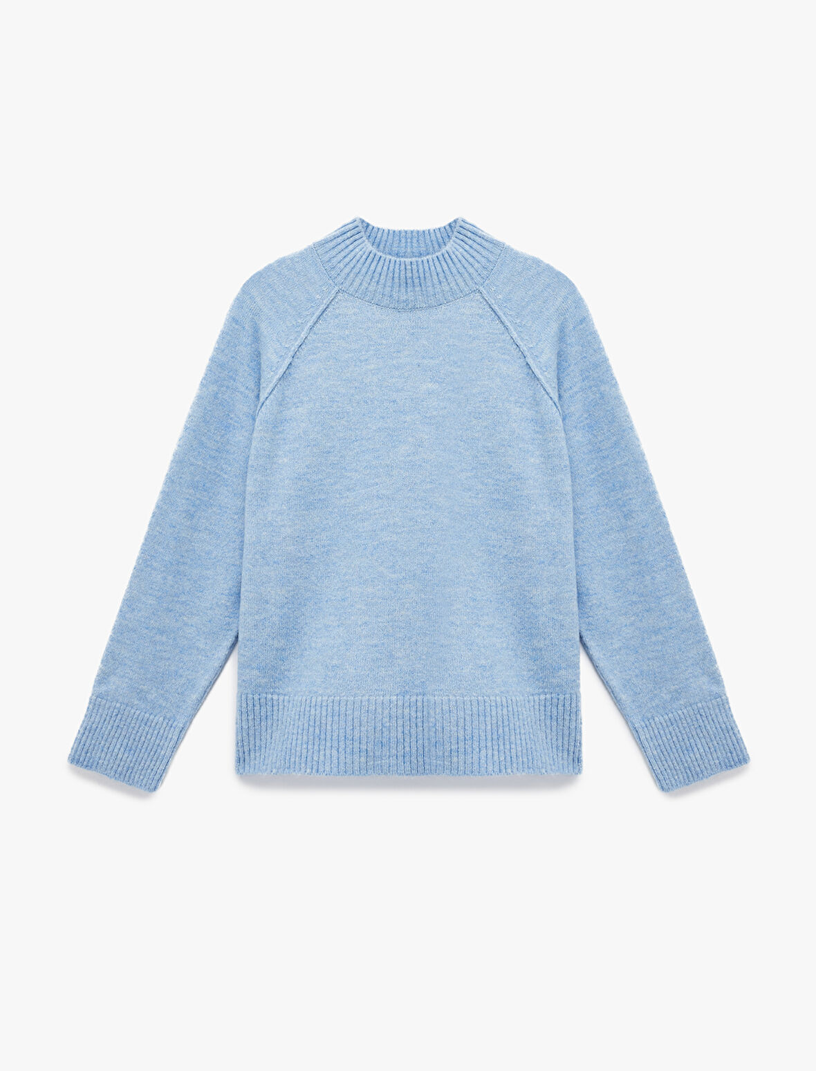 Dik Yaka Dikiş Detaylı Uzun Kollu Basic Triko Kazak