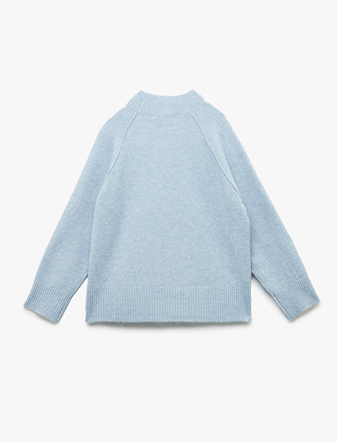 Dik Yaka Uzun Kollu Dikiş Detaylı Triko Kazak