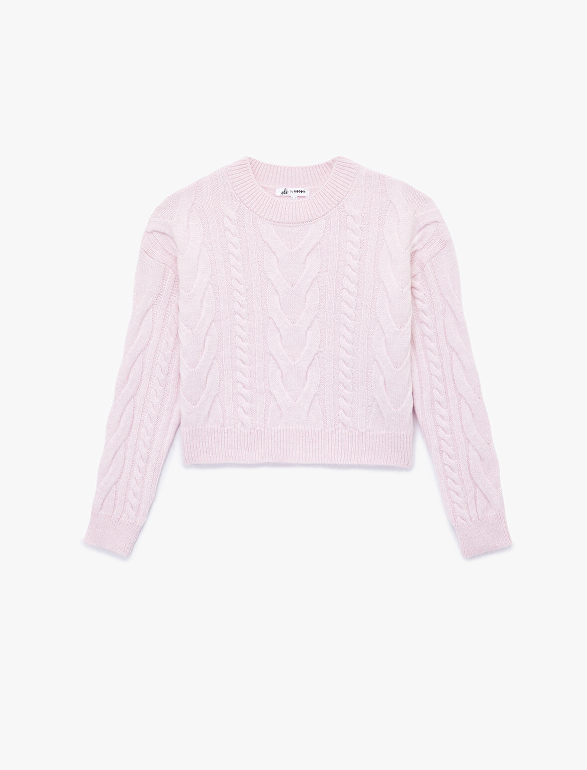 Uzun Kollu Bisiklet Yaka Saç Örgülü Triko Kazak